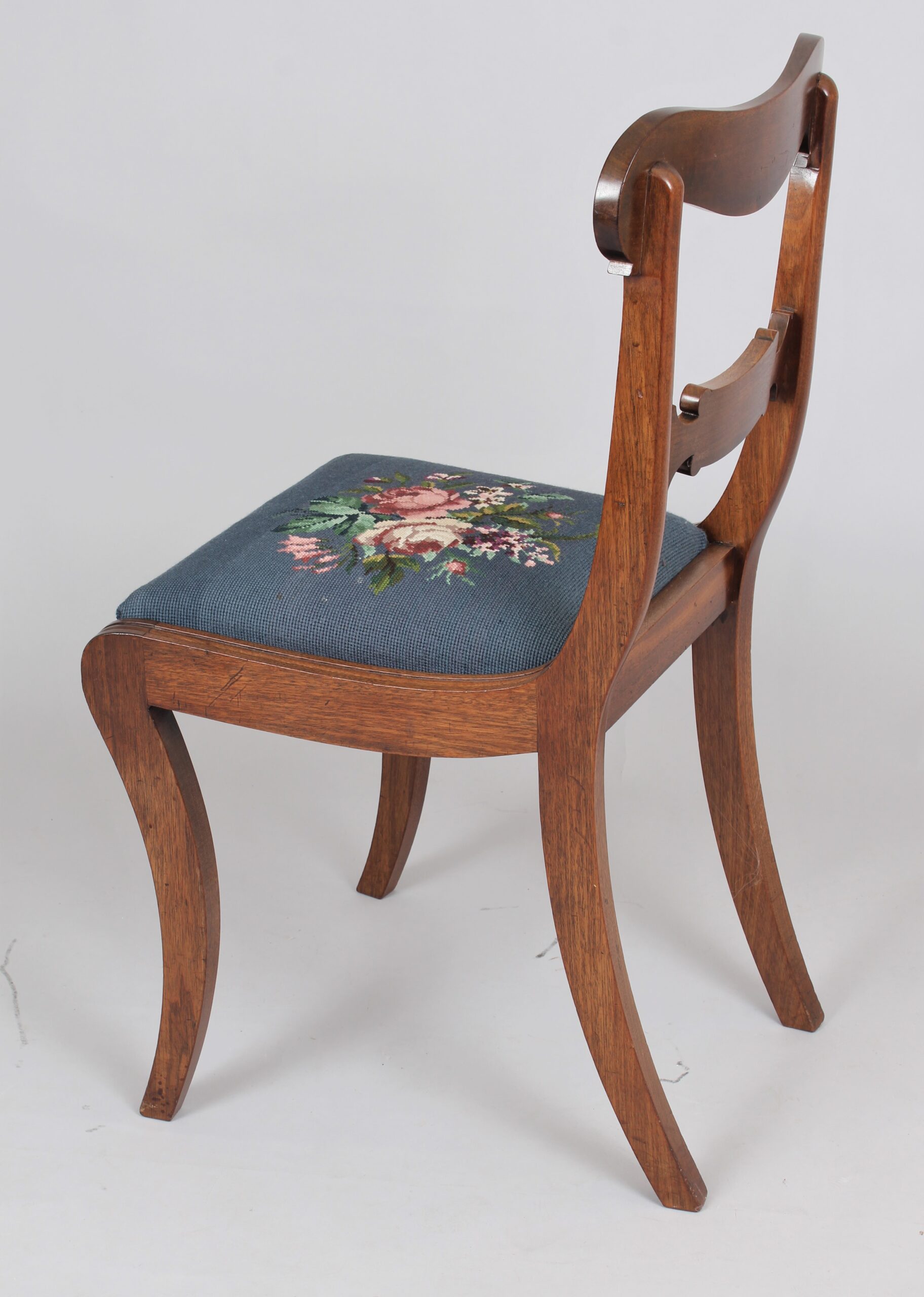 Set of six Regency mahogany sabre leg chairs