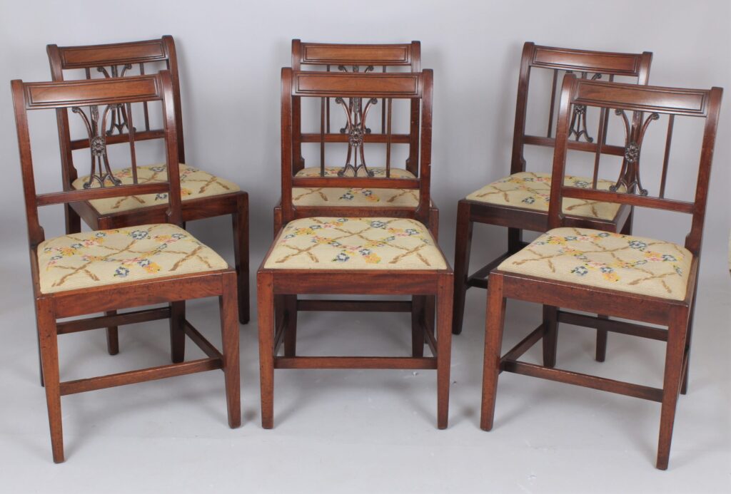 A set of six charming George III mahogany single chairs
