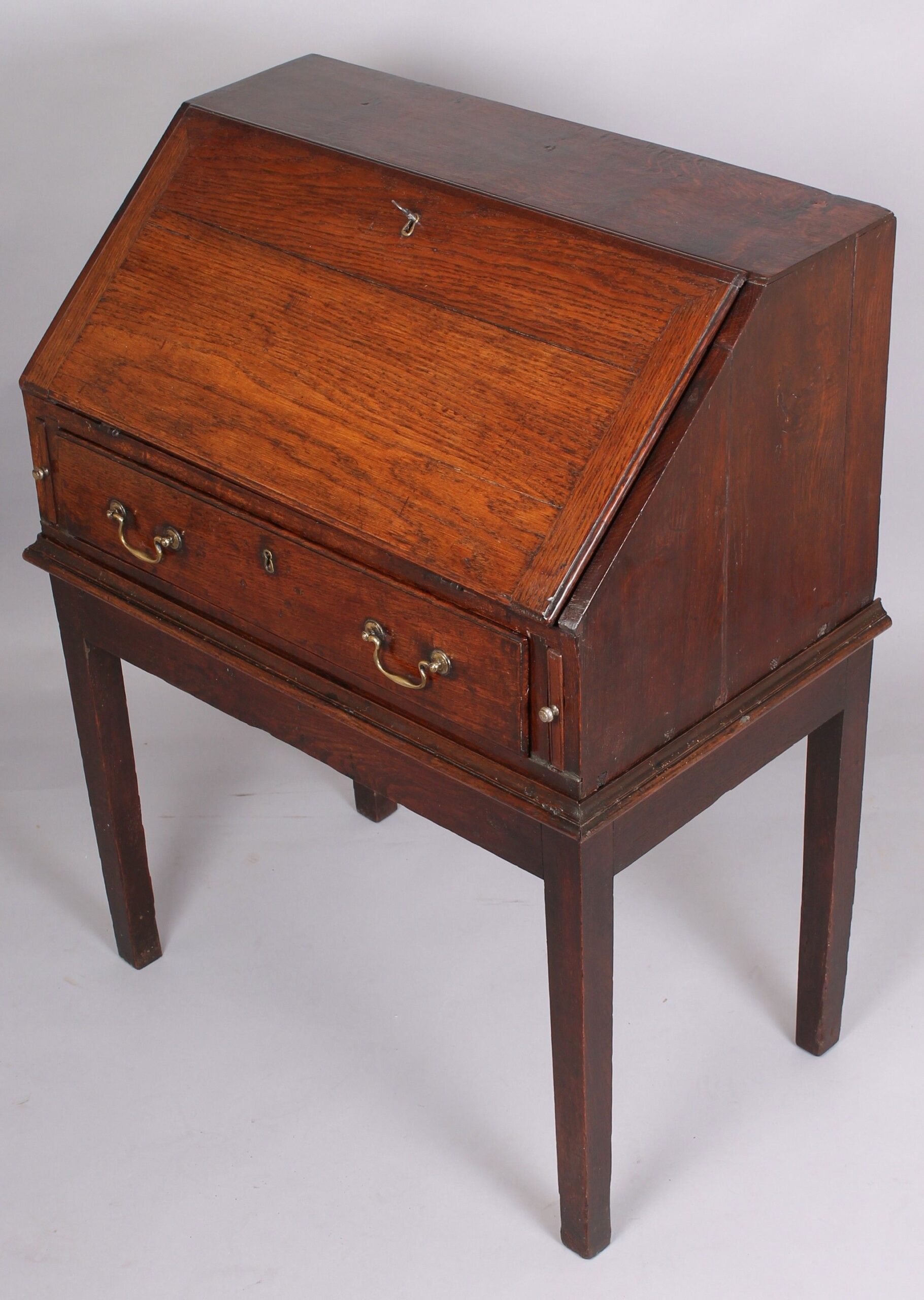 Late 18th century country-made oak bureau of good rich colour and patina