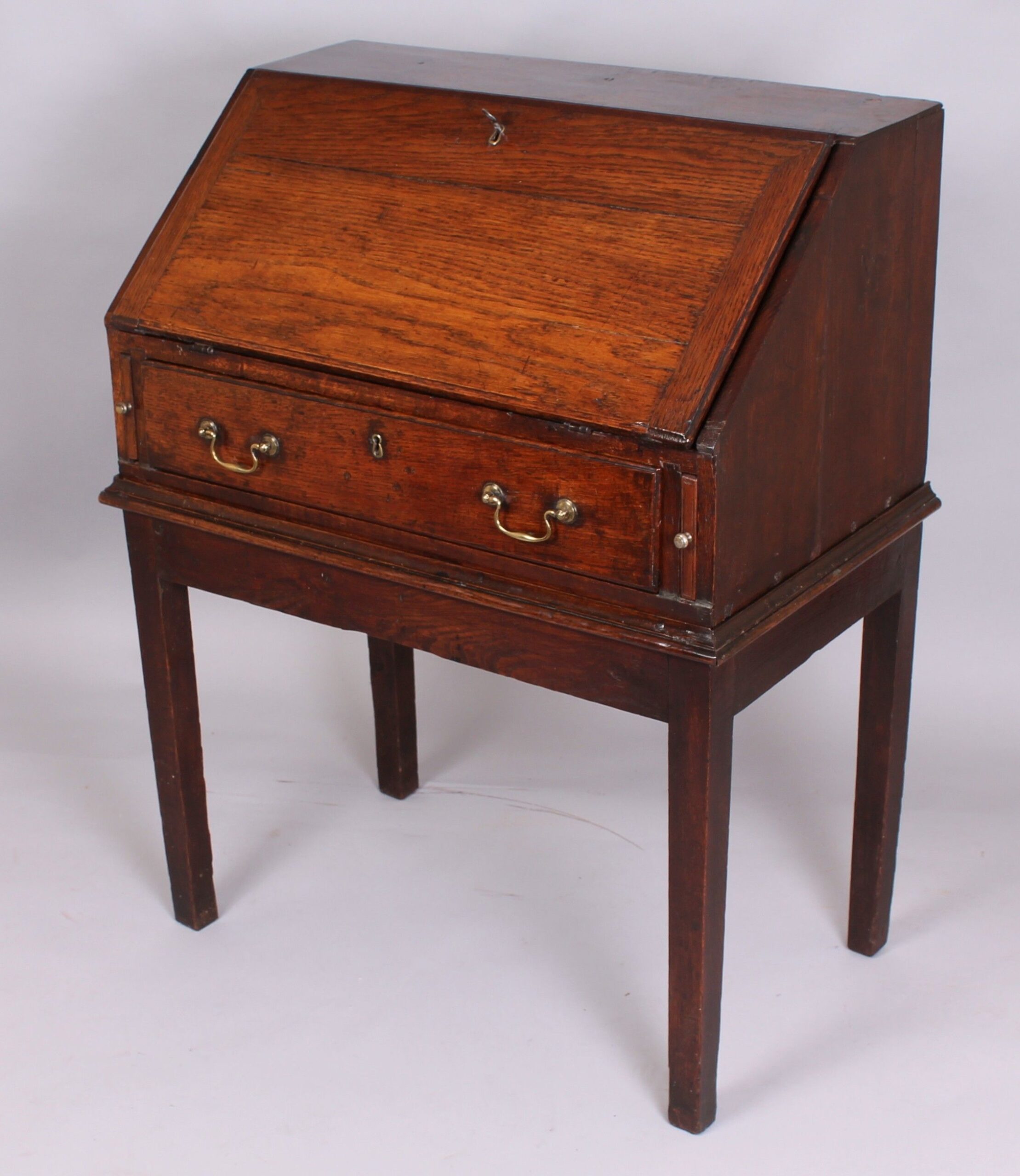 Late 18th century country-made oak bureau of good rich colour and patina
