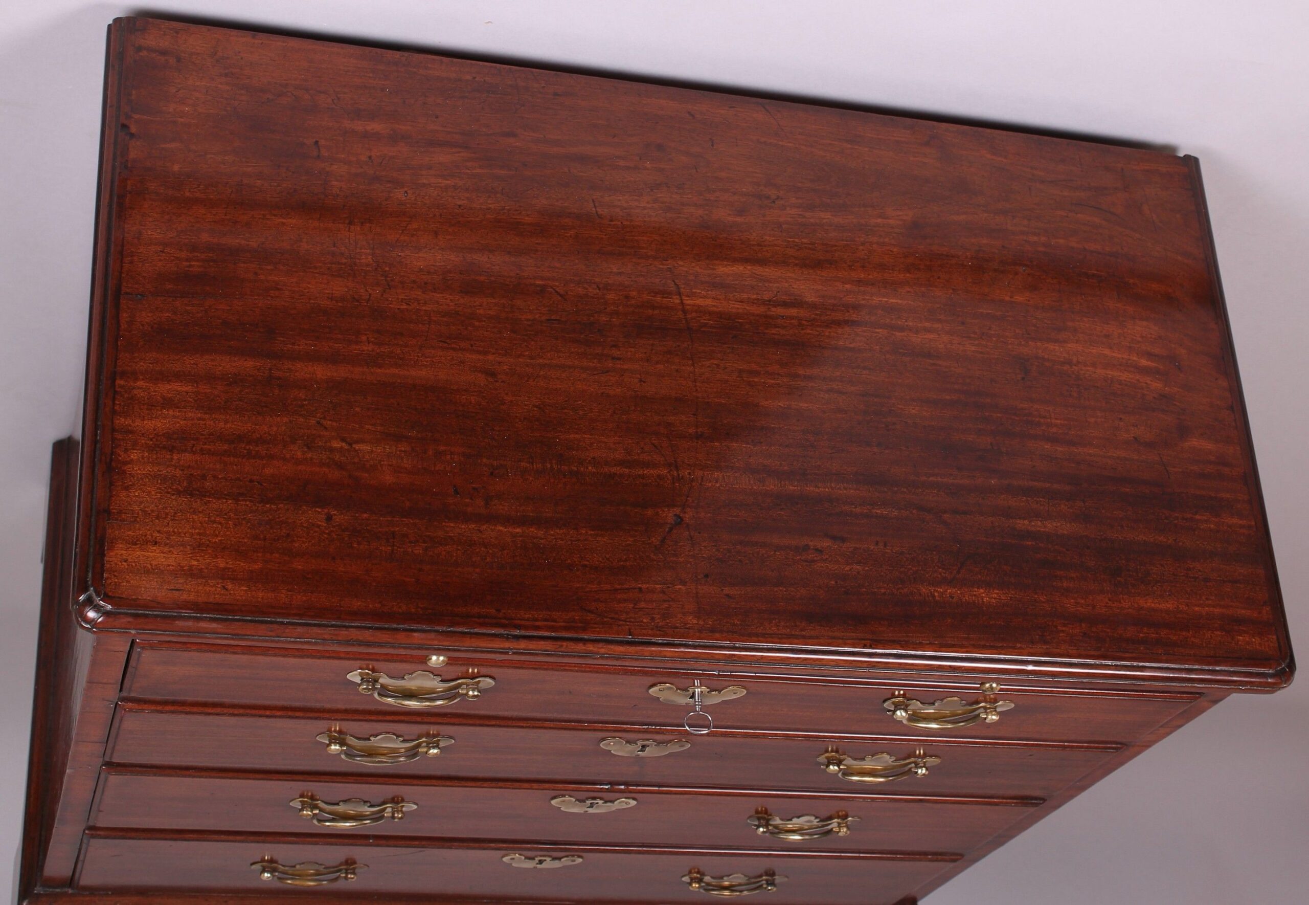 A mid eighteenth century mahogany chest-of-drawers of small proportions and rich colour