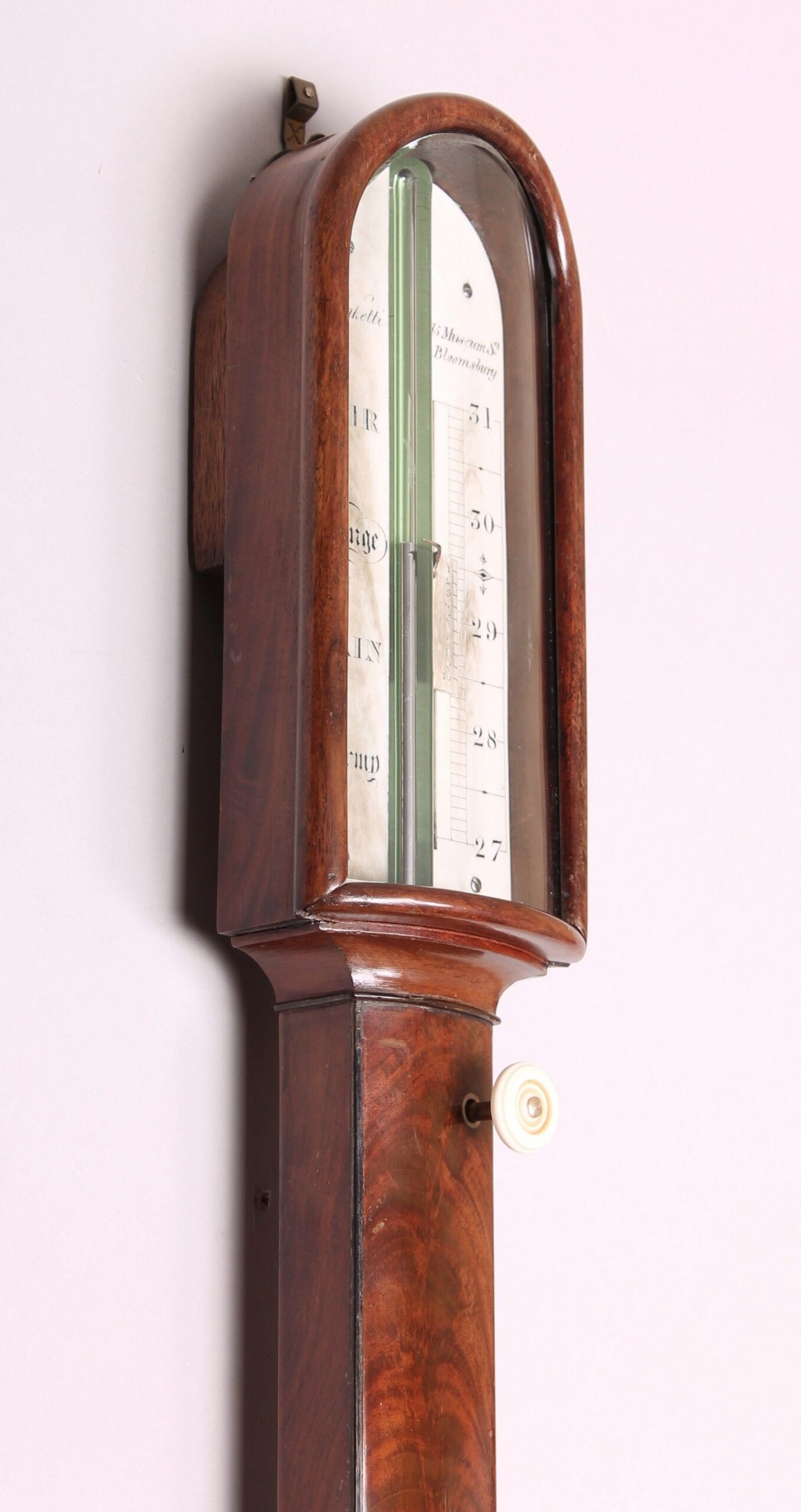 Fine early 19th century stick barometer by J Ronketti, 15 Museum Street, Bloomsbury