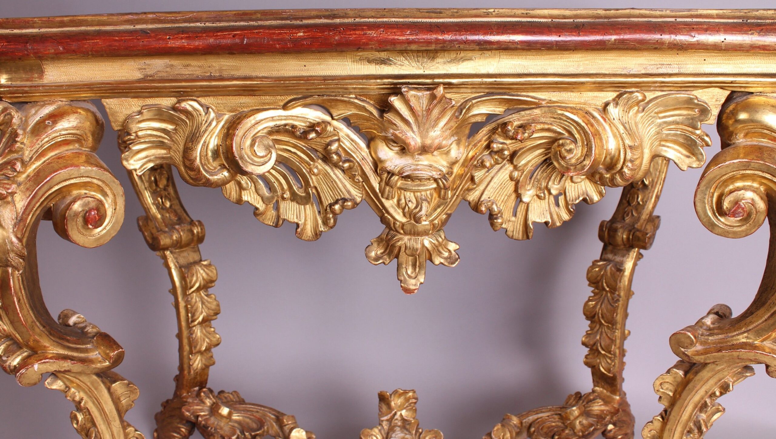 Fine and rare mid eighteenth century Italian, probably Venetian, carved and gilt wood side-table