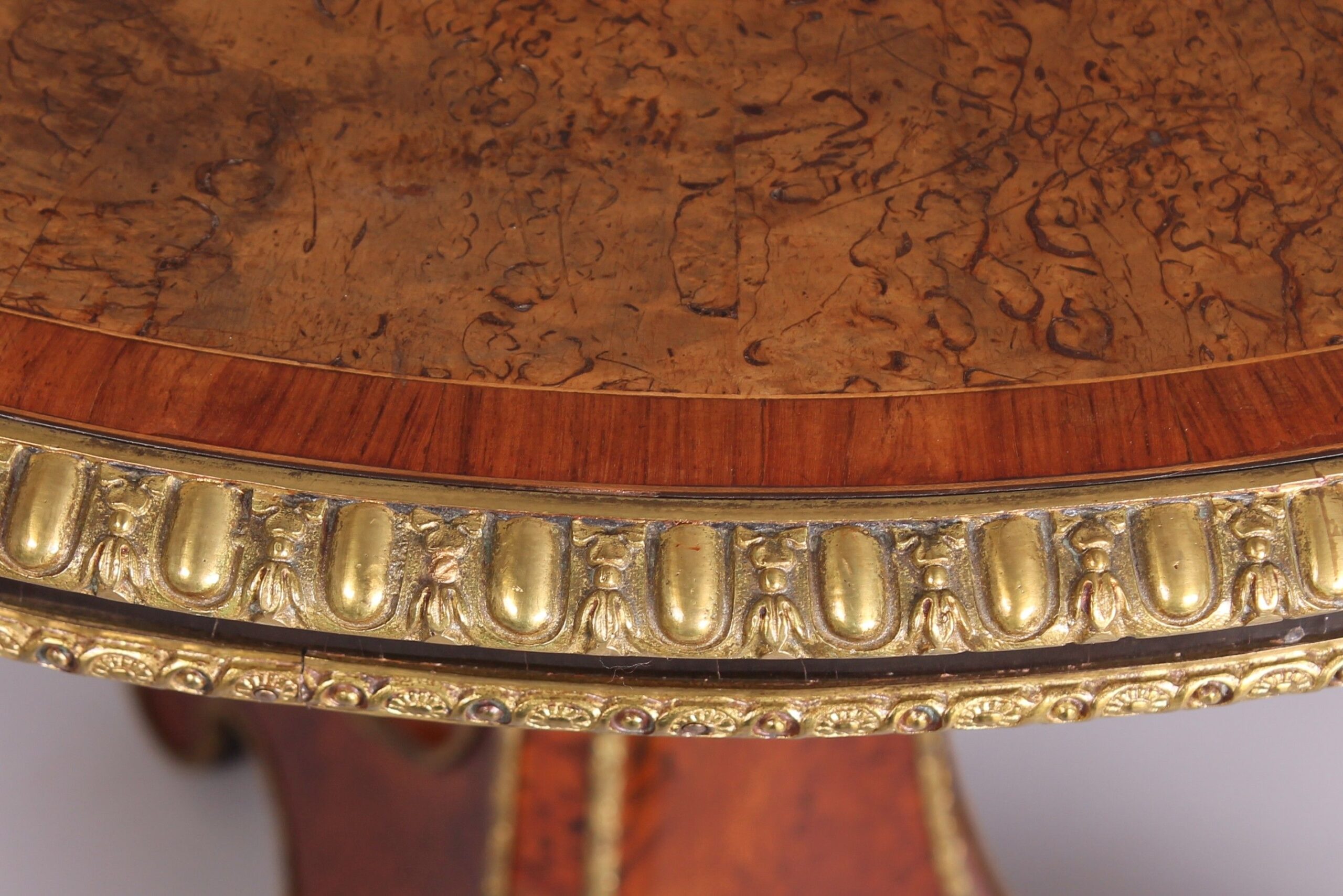 Exceptionally fine mid 19th century burr wood and marquetry centre-table