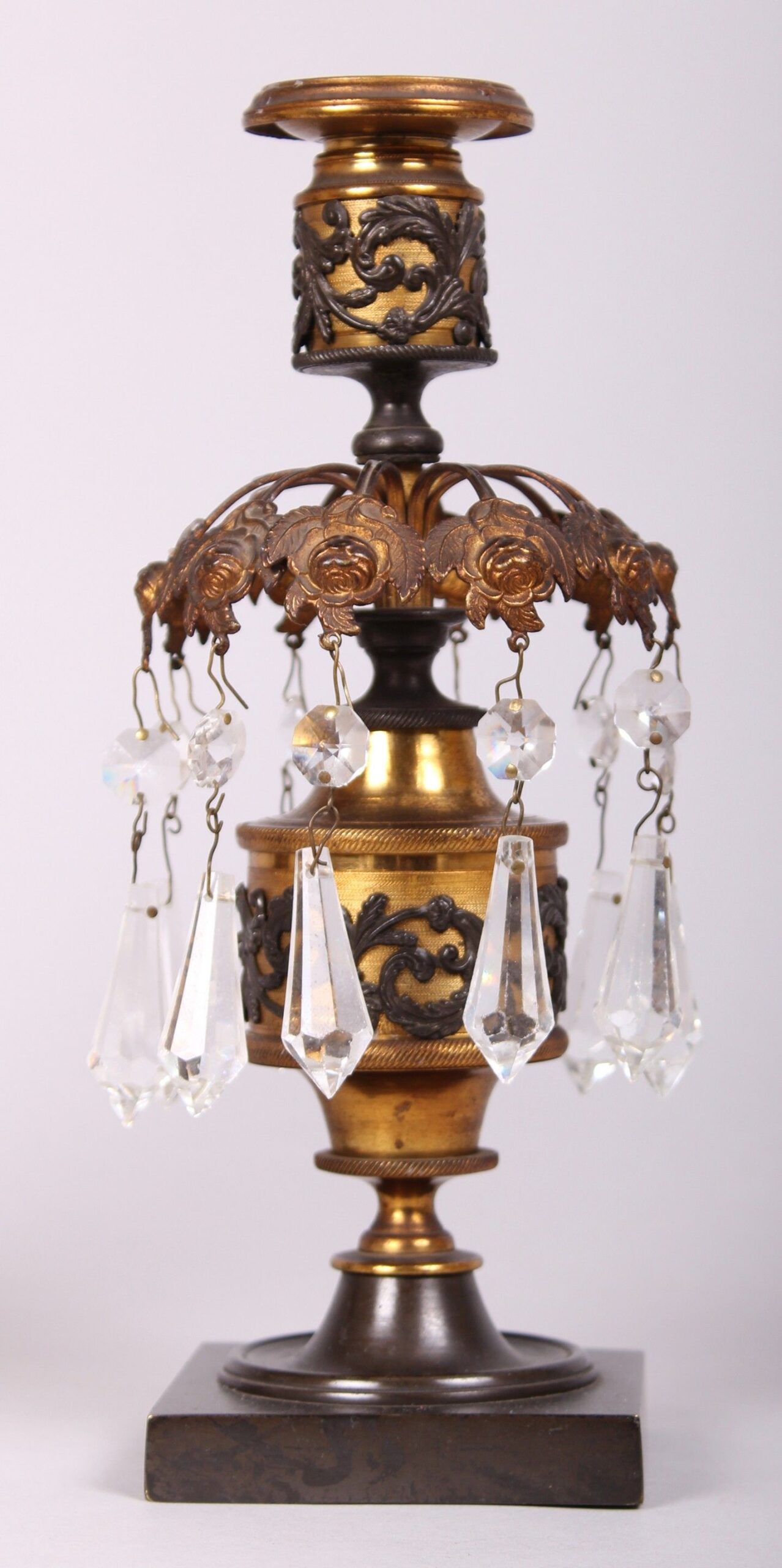 Pair of Regency bronze and ormolu candlesticks
