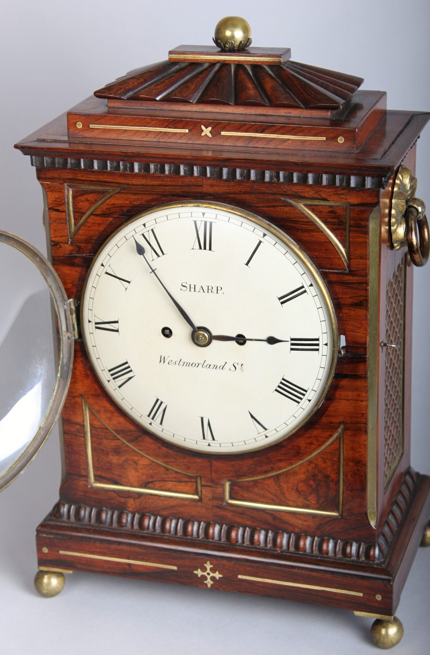 Early 19th century rosewood bracket clock by Sharp, Westmorland St., London
