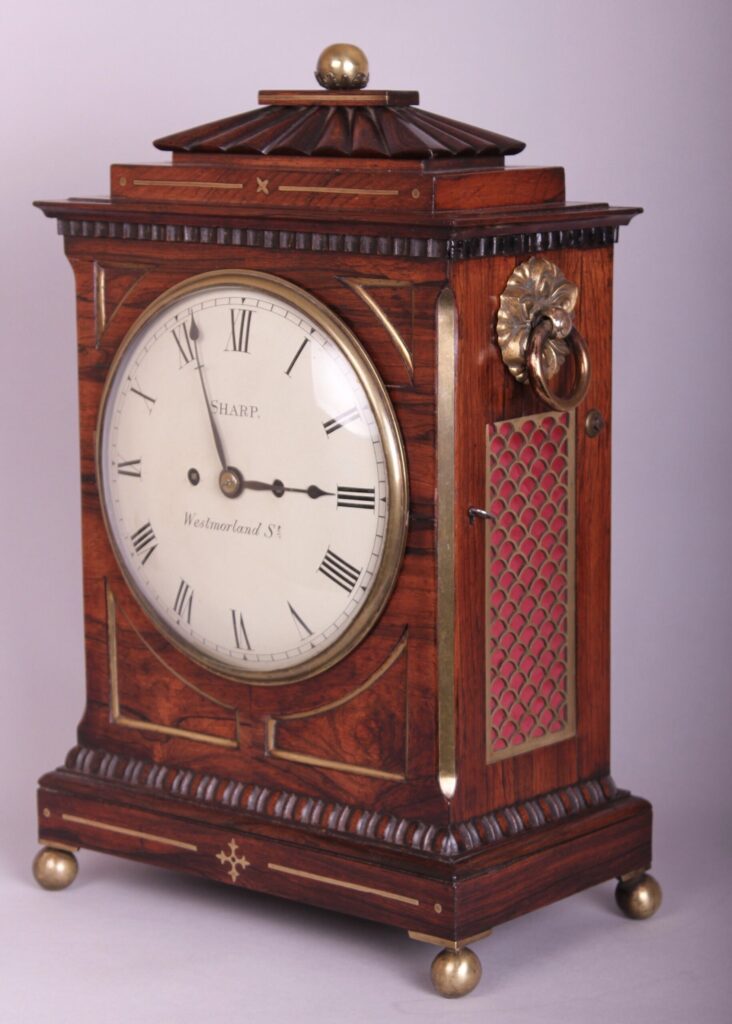 Early 19th century rosewood bracket clock by Sharp, Westmorland St., London