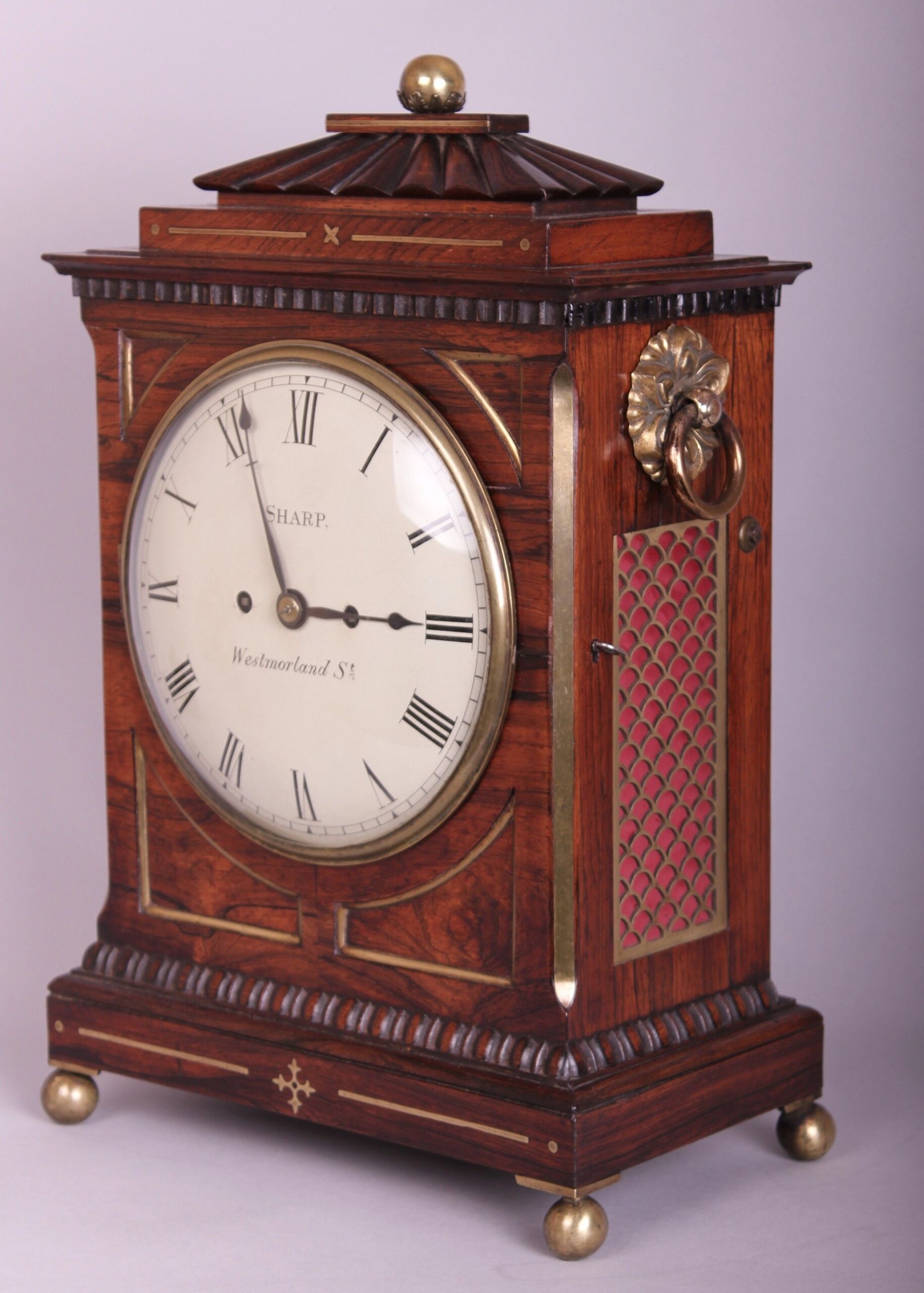 Early 19th century rosewood bracket clock by Sharp, Westmorland St., London