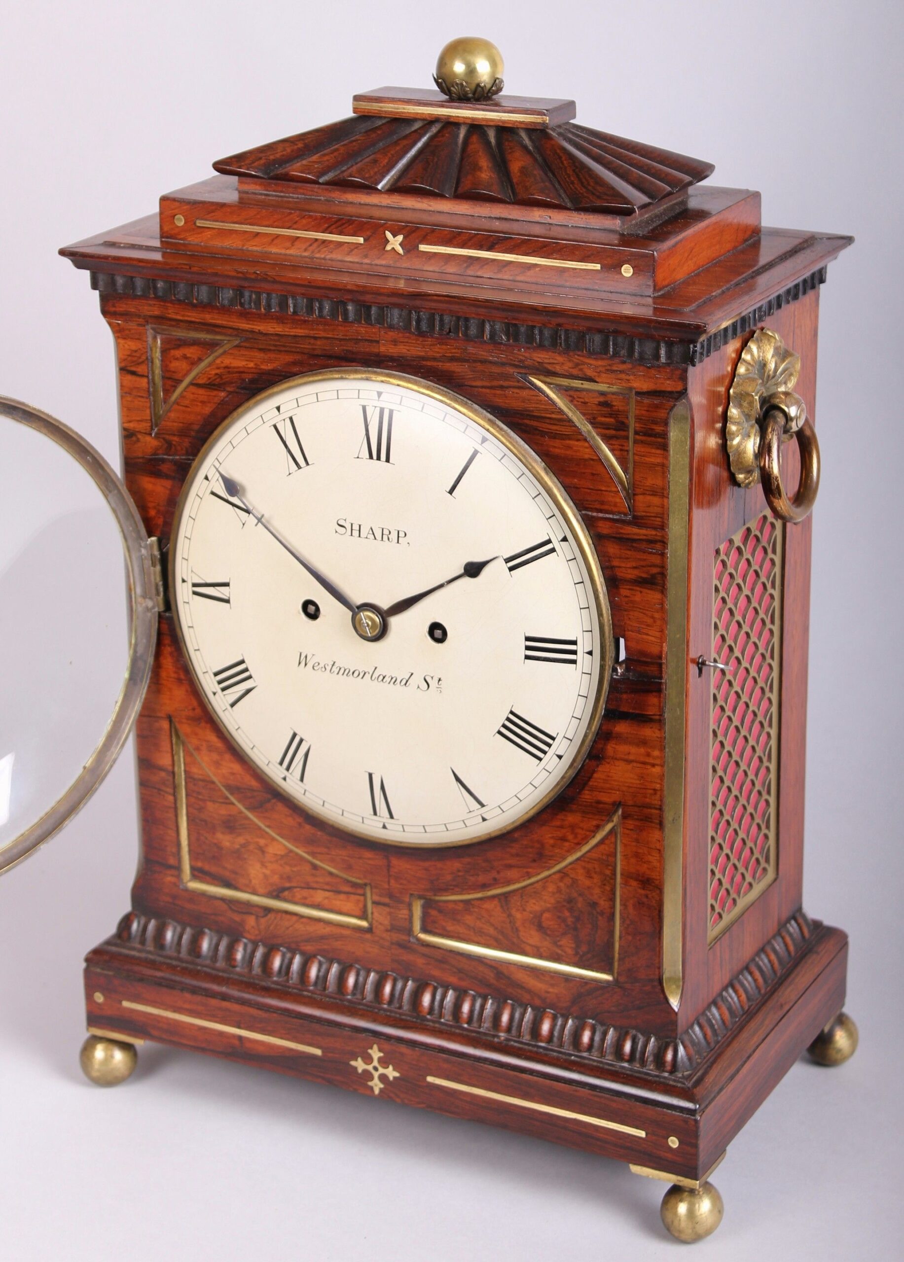 Early 19th century rosewood bracket clock by Sharp, Westmorland St., London