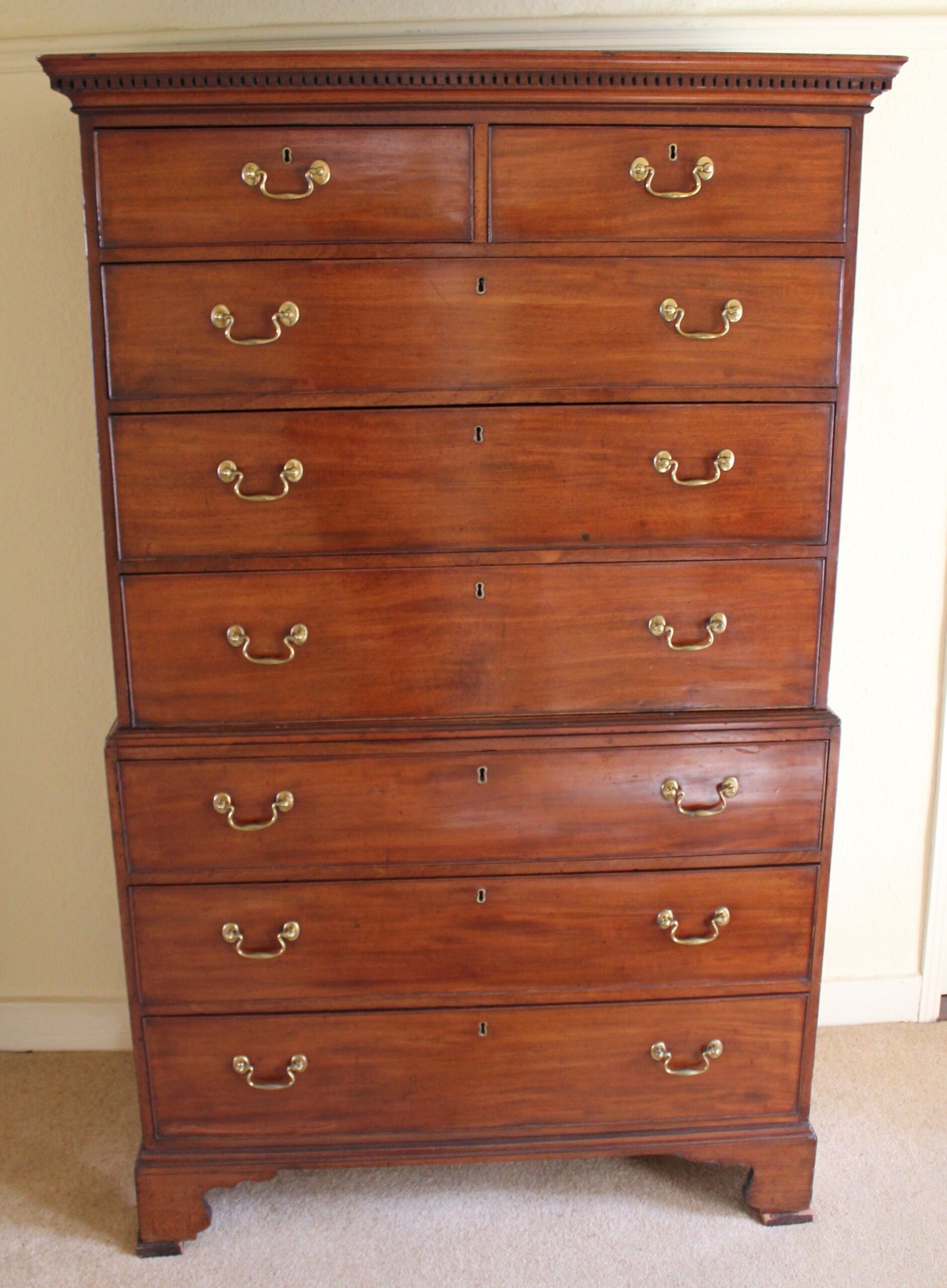 George III period mahogany chest-on-chest