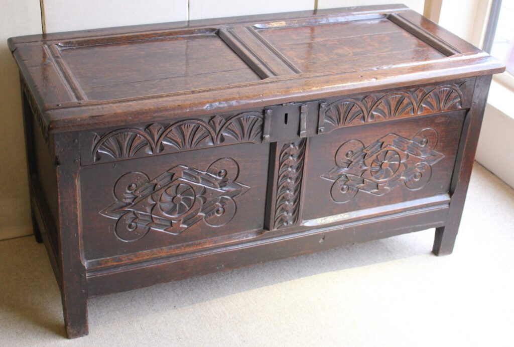 17th century oak coffer of good rich colour and patina
