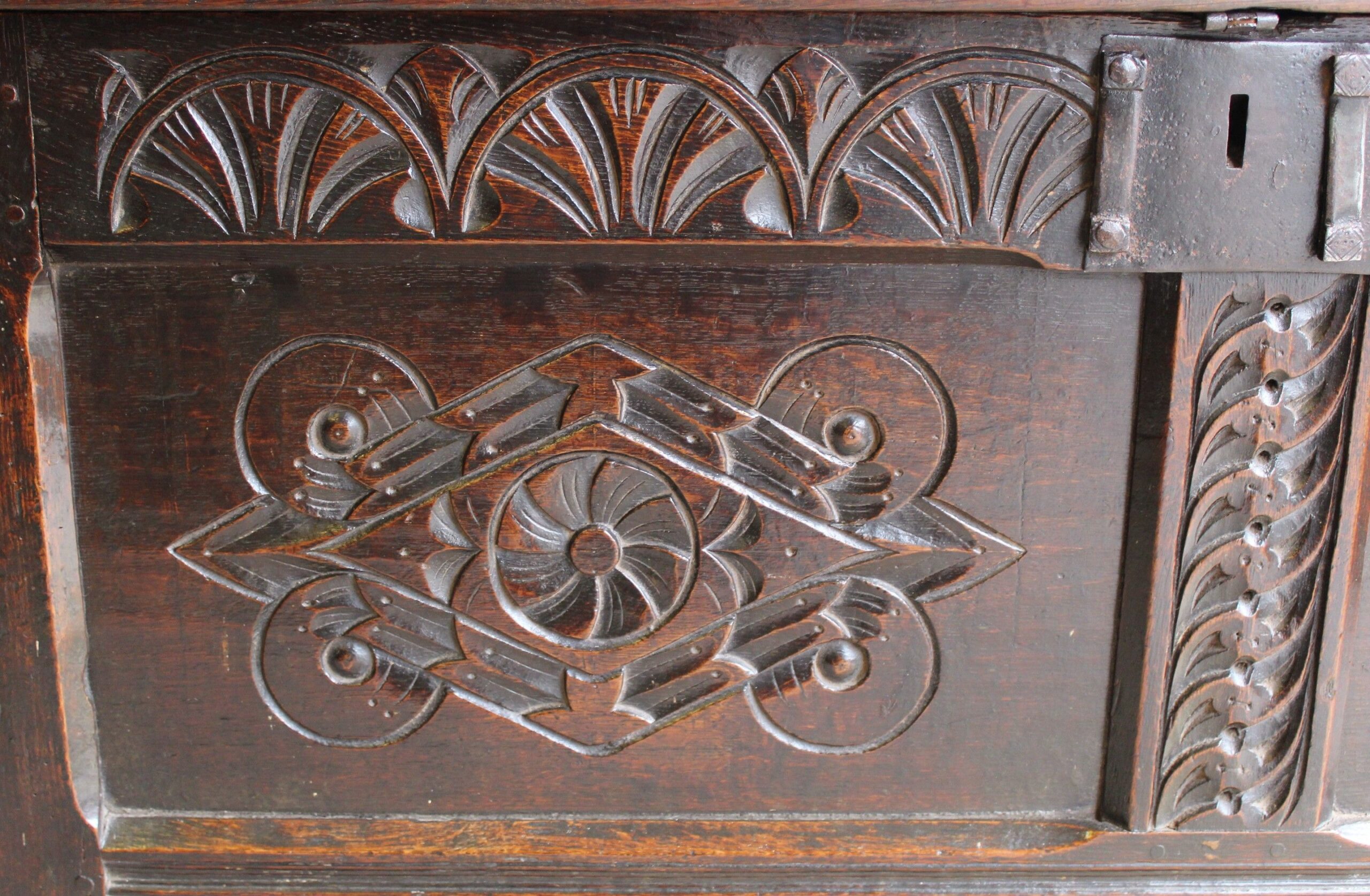 17th century oak coffer of good rich colour and patina