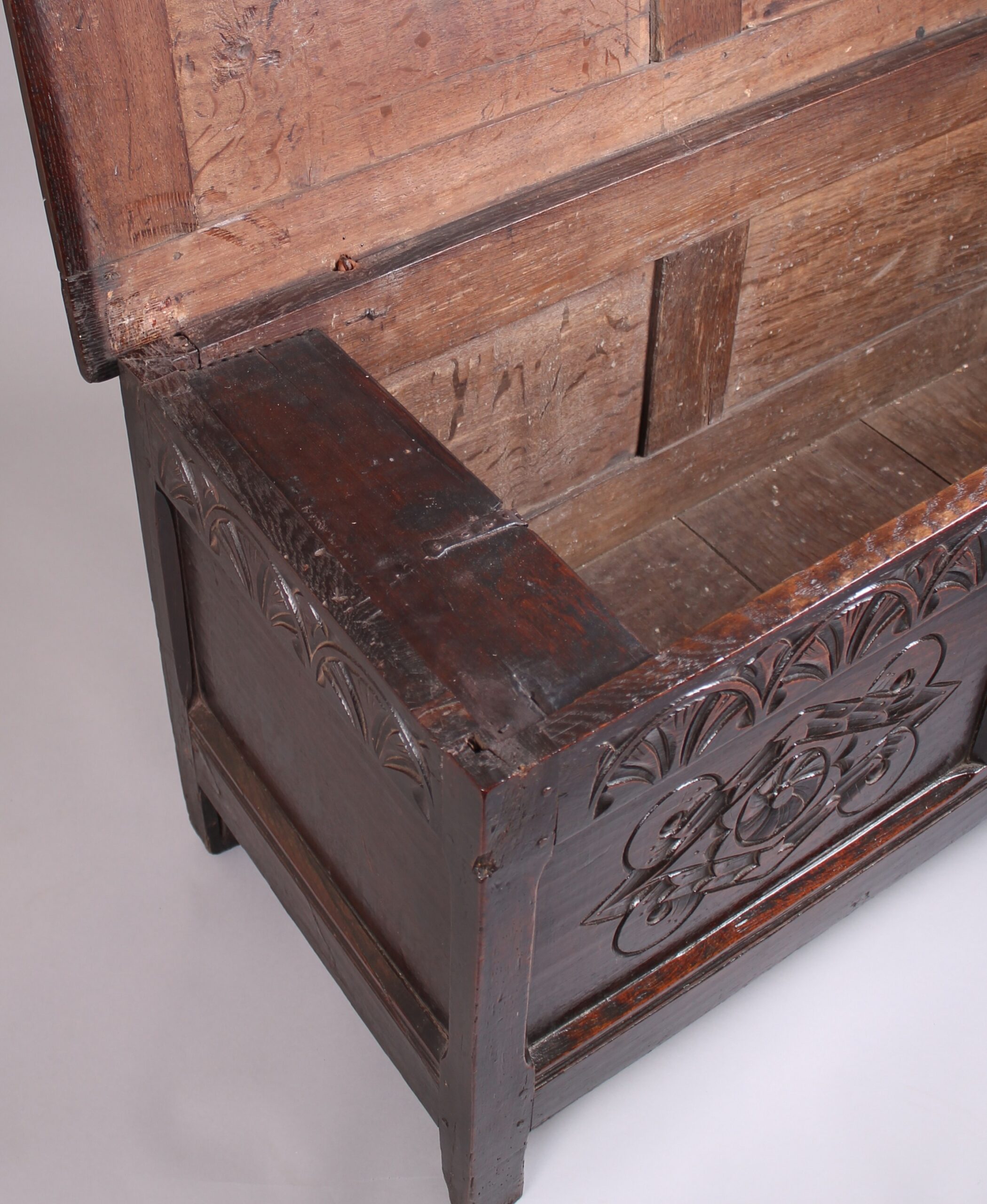 17th century oak coffer of good rich colour and patina