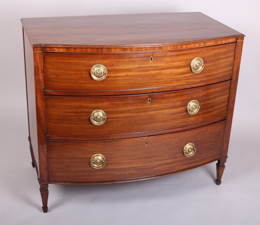 George III period mahogany bow-fronted chest-of-drawers