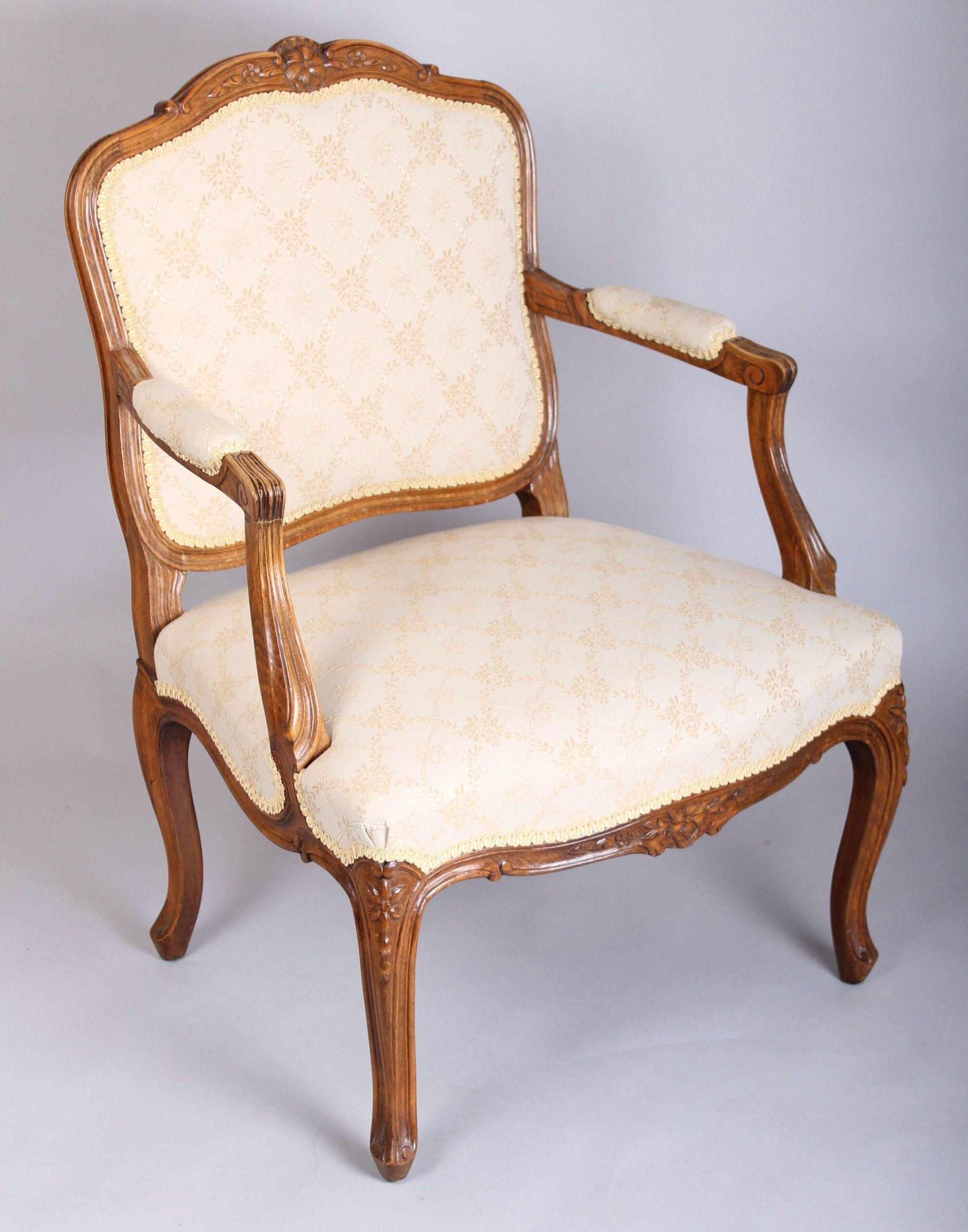 Pair of Danish beech fauteuils in the Louis XV manner