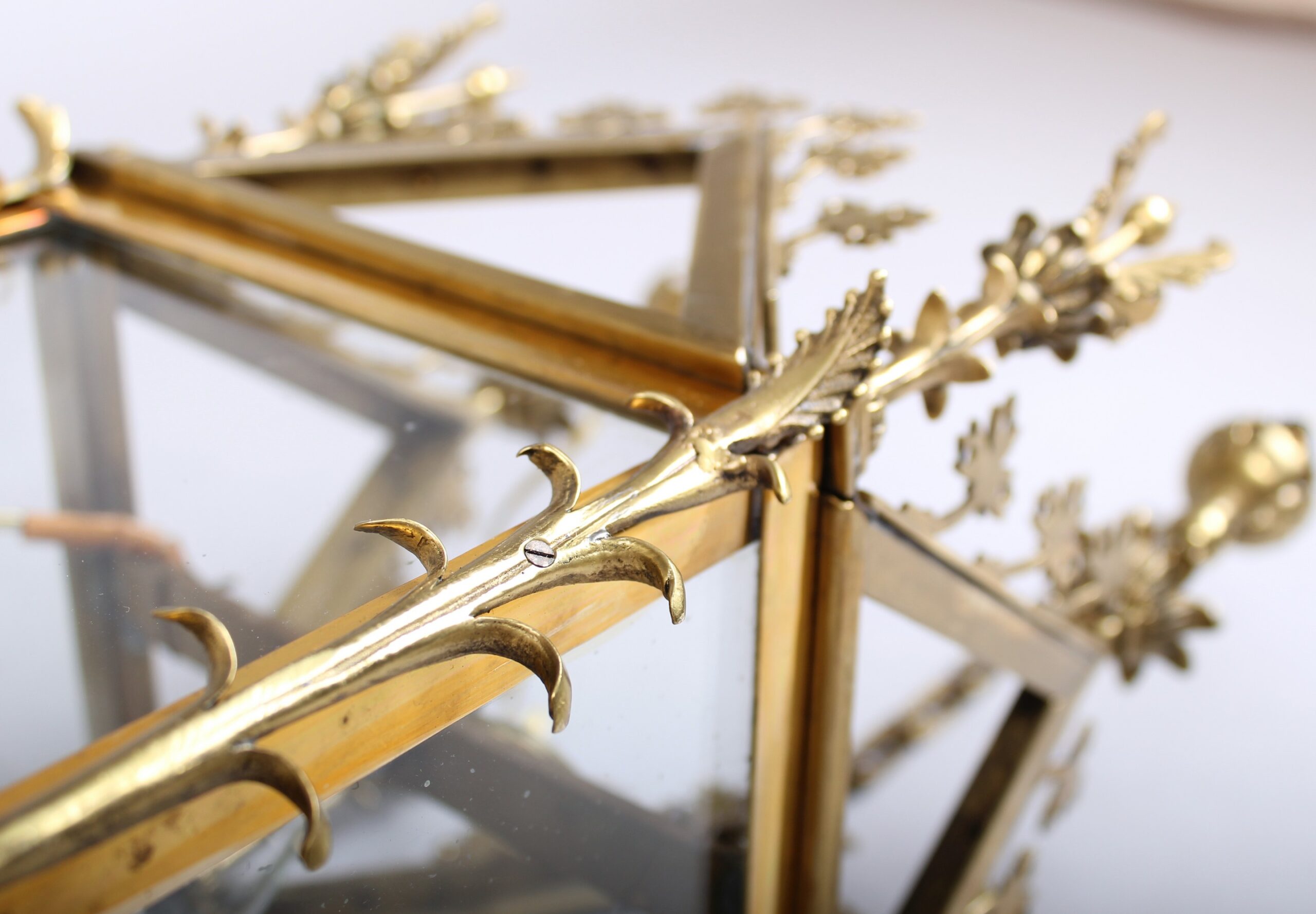 Decorative lacquered-brass hall-lantern in the Gothic style;  possibly Edwardian