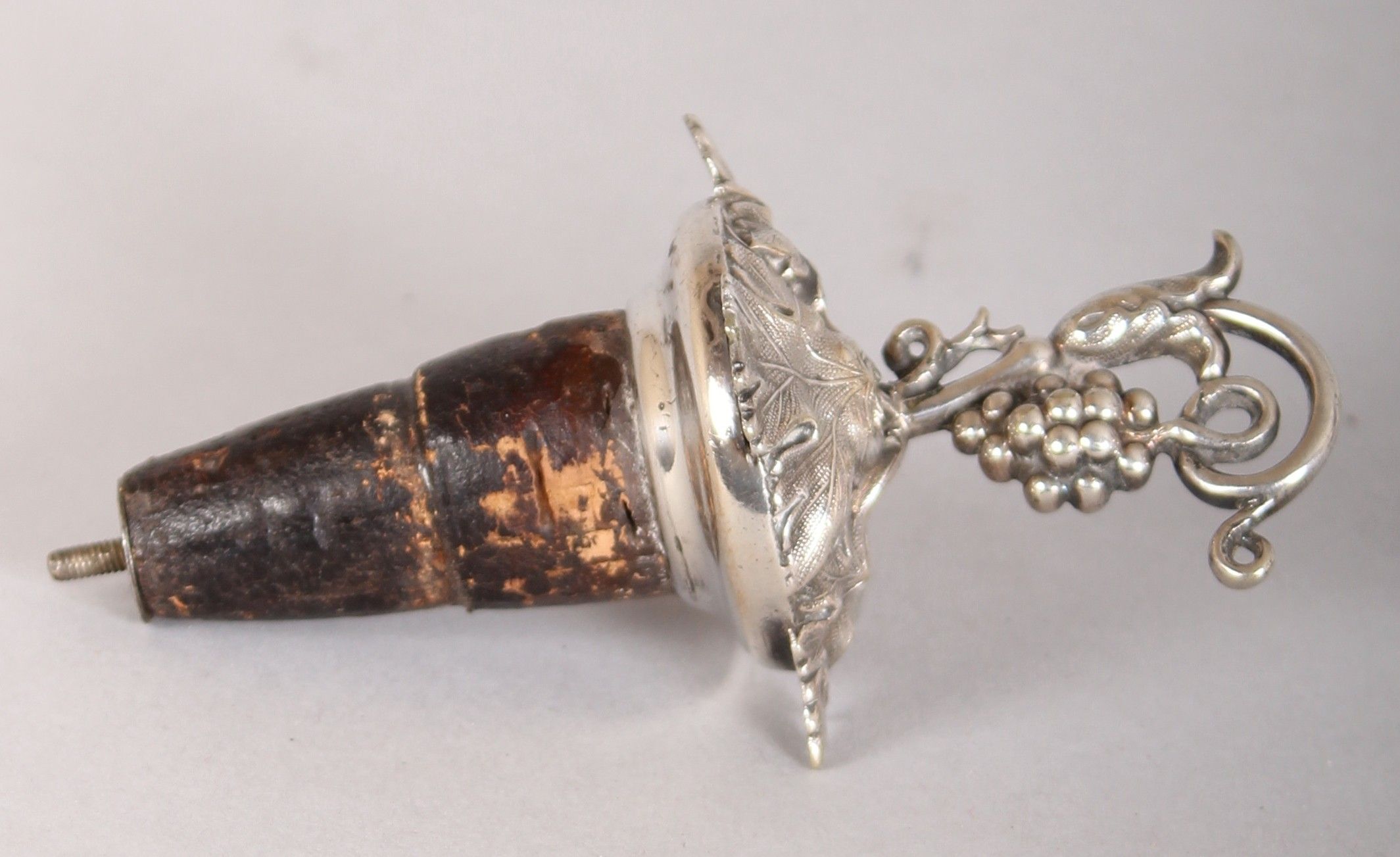 Victorian silver-mounted amethyst glass bottle shaped decanter and stopper