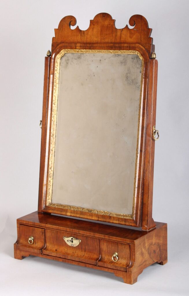 George II period walnut toilet-mirror