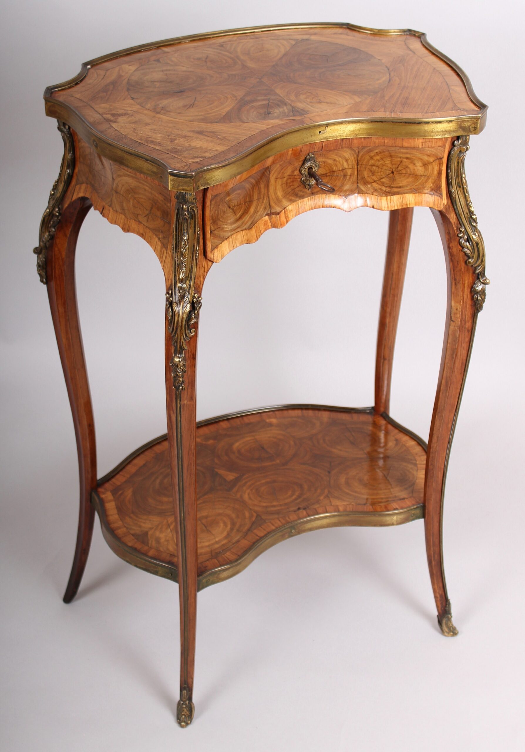 Mid nineteenth century kingwood parquetry table ambulante in the Louis XV style