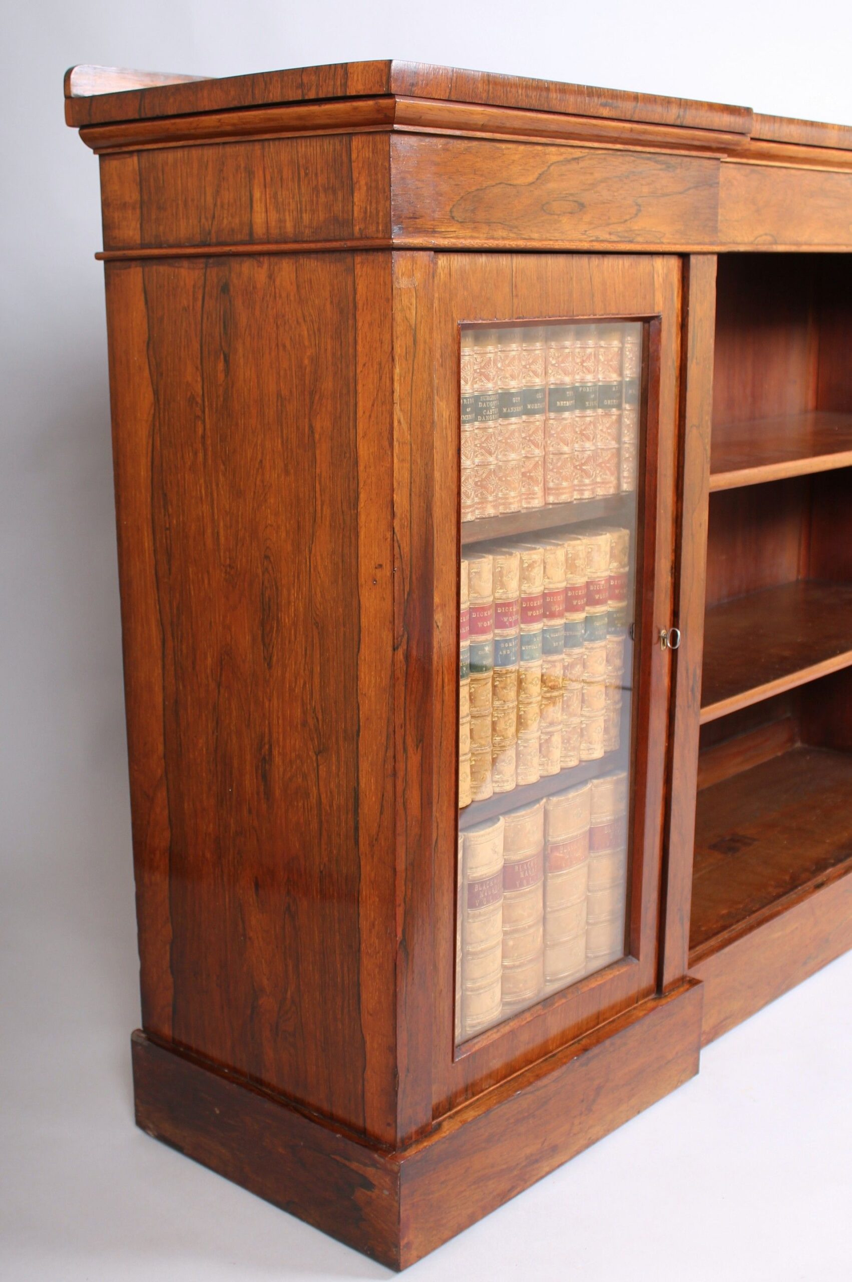 William IV period rosewood inverted-breakfront bookcase/side cabinet