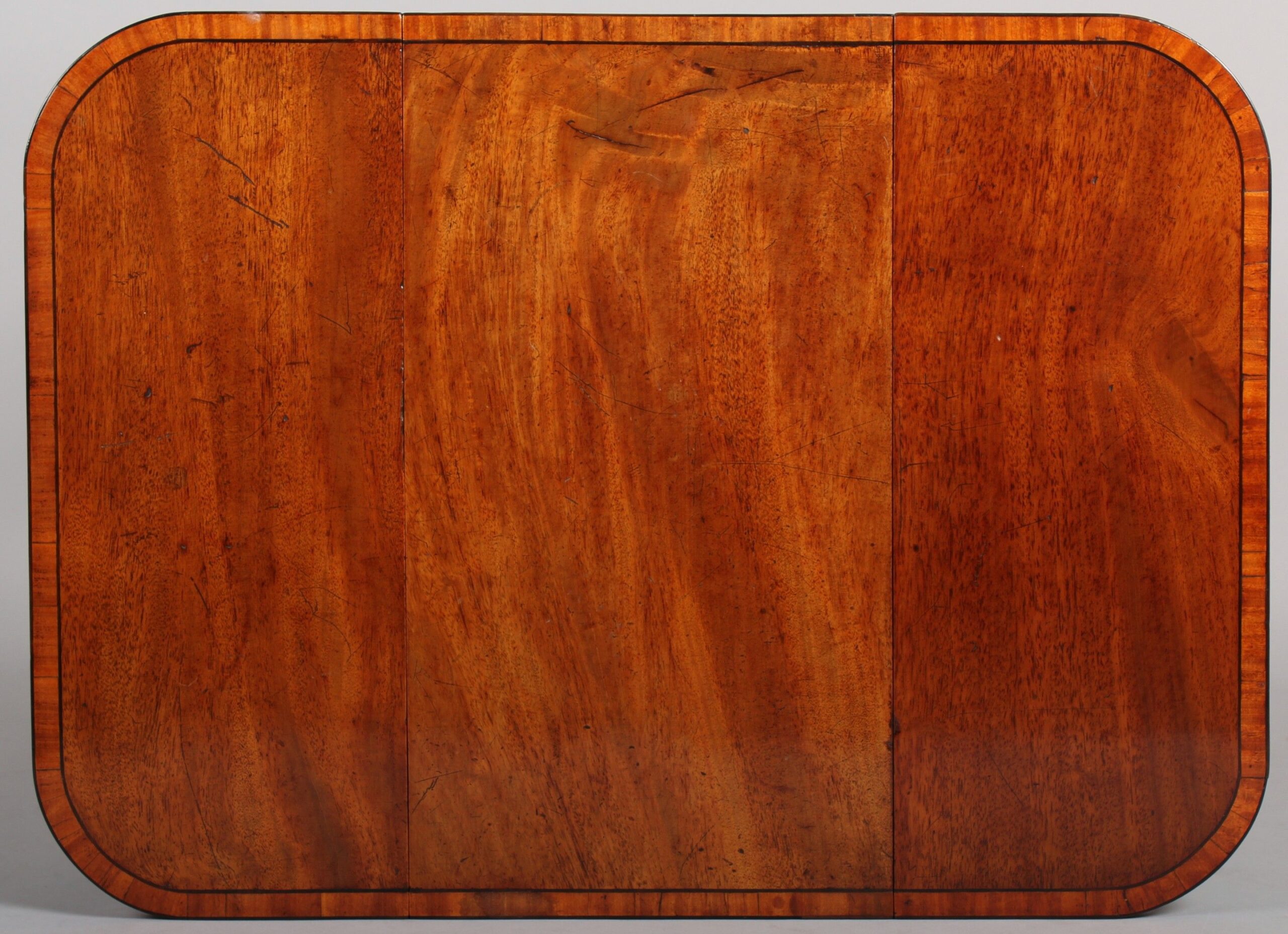 George III period mahogany and satinwood banded miniature Pembroke work-table