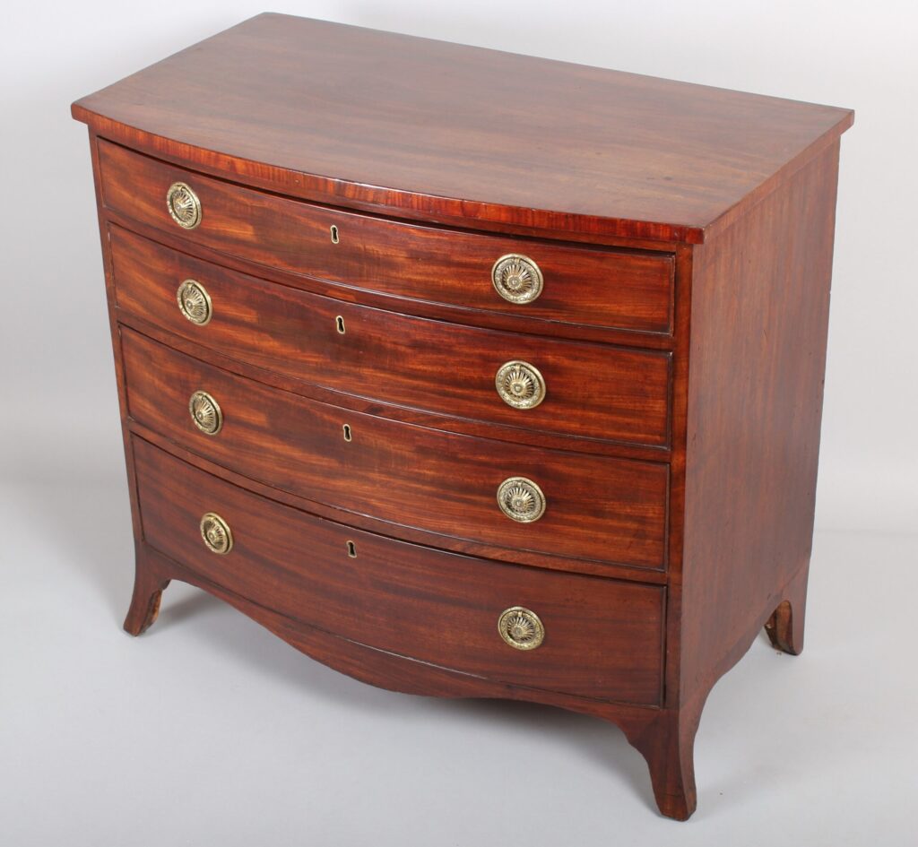 George III period mahogany bow-fronted chest-of-drawers