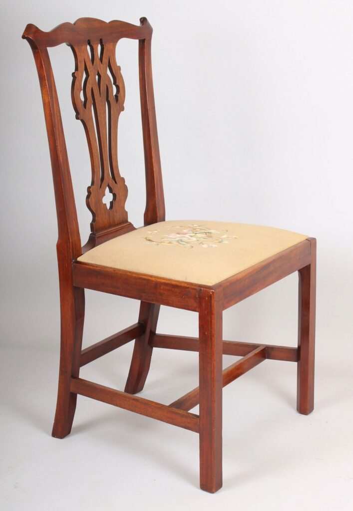 Set of six George III period mahogany ‘Country Chippendale’ dining-chairs