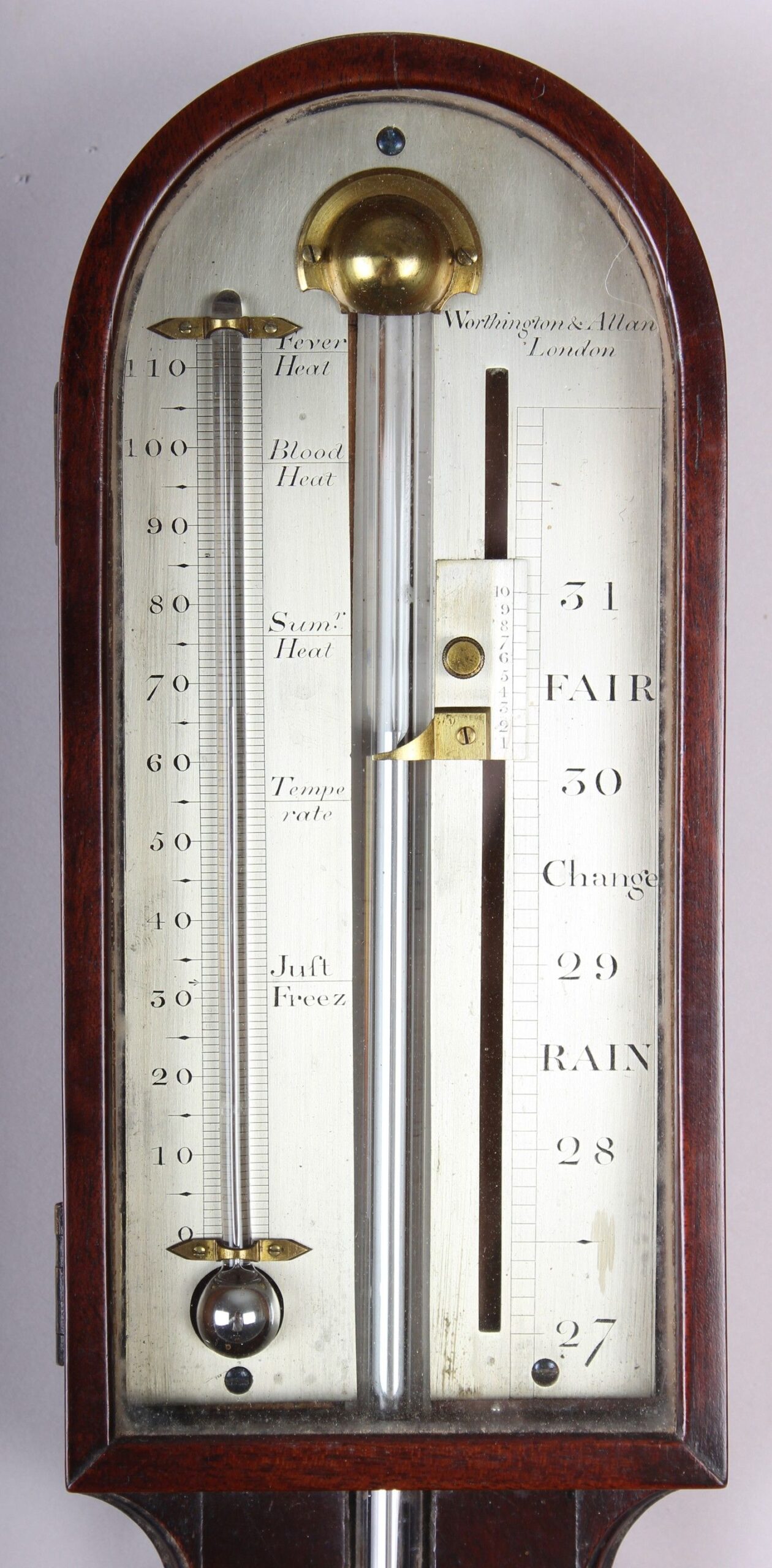 Early 19th century mahogany stick barometer