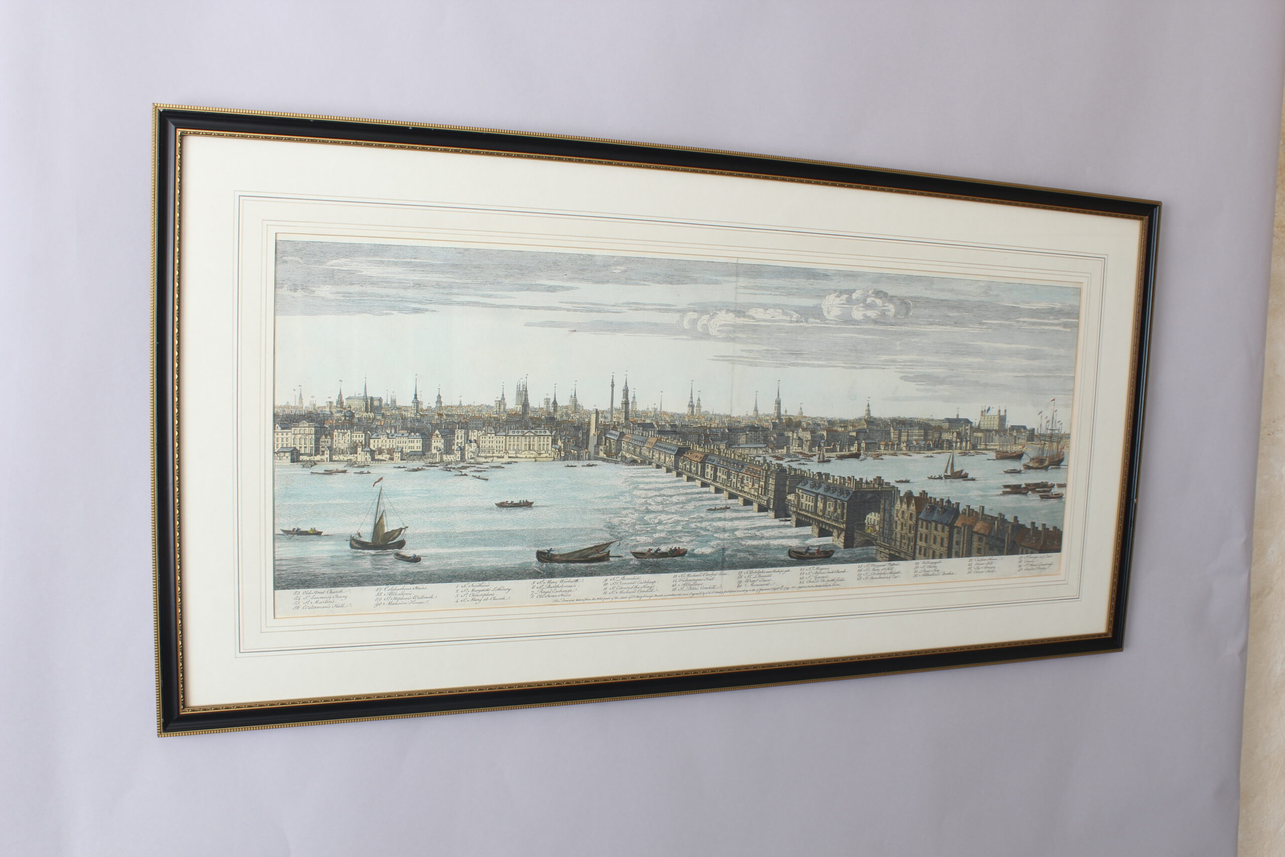 Fine and rare set of five panoramas of the River Thames by Samuel and Nathaniel Buck