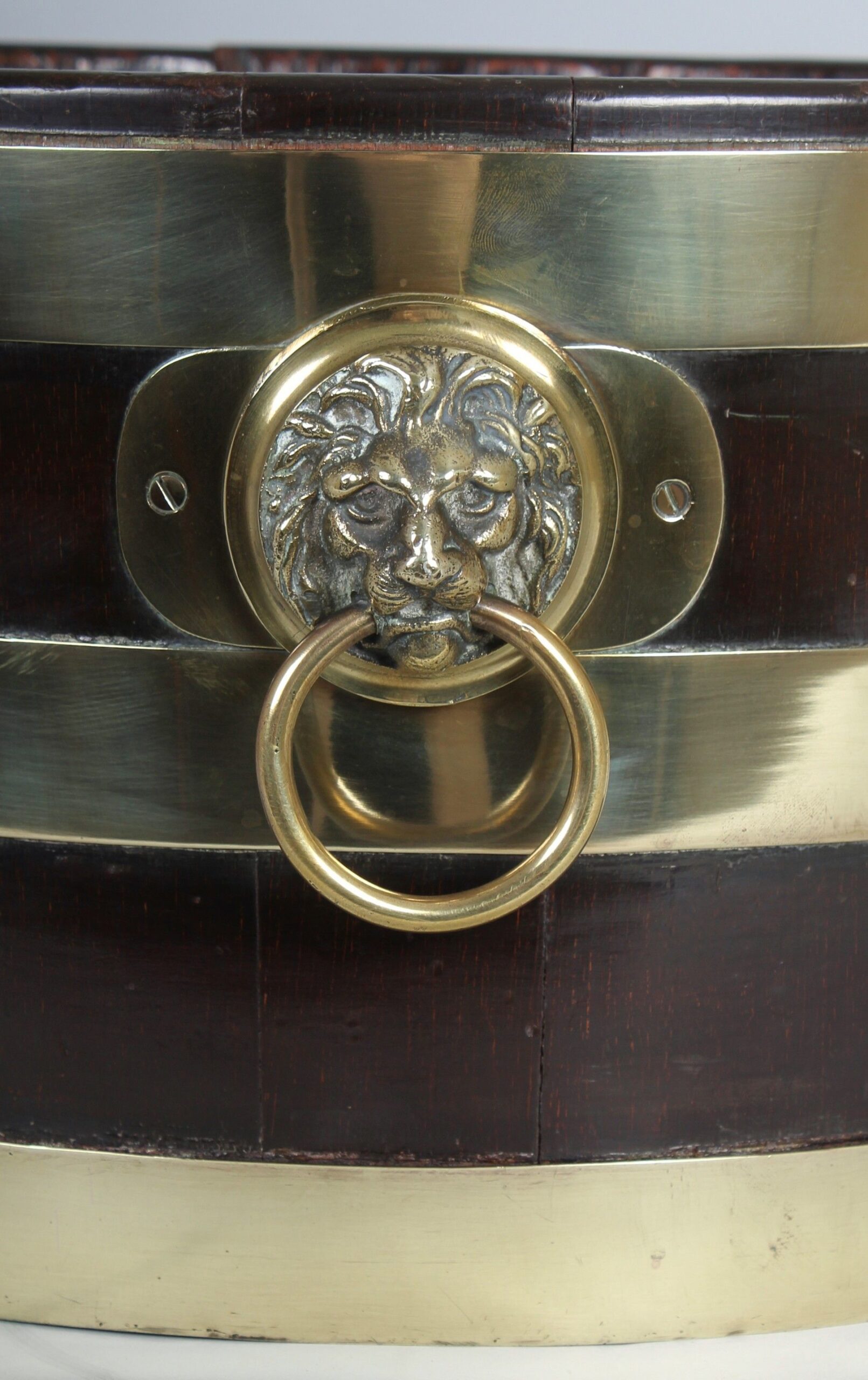 George III period mahogany and brass-banded circular wine-cooler