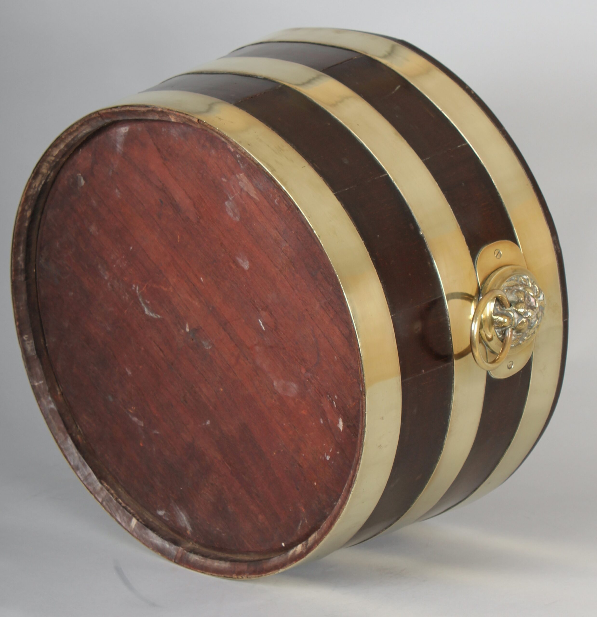George III period mahogany and brass-banded circular wine-cooler