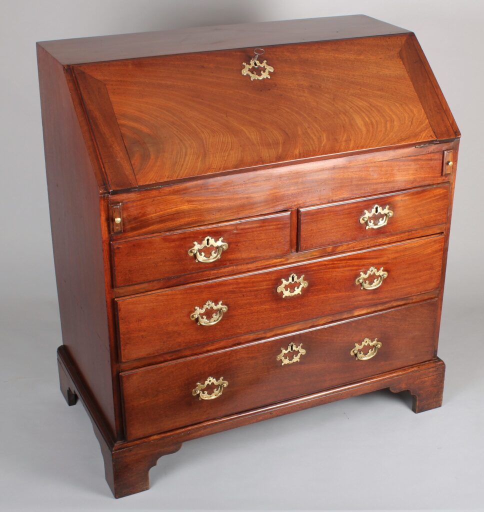 George II period ‘red walnut’ bureau of good quality