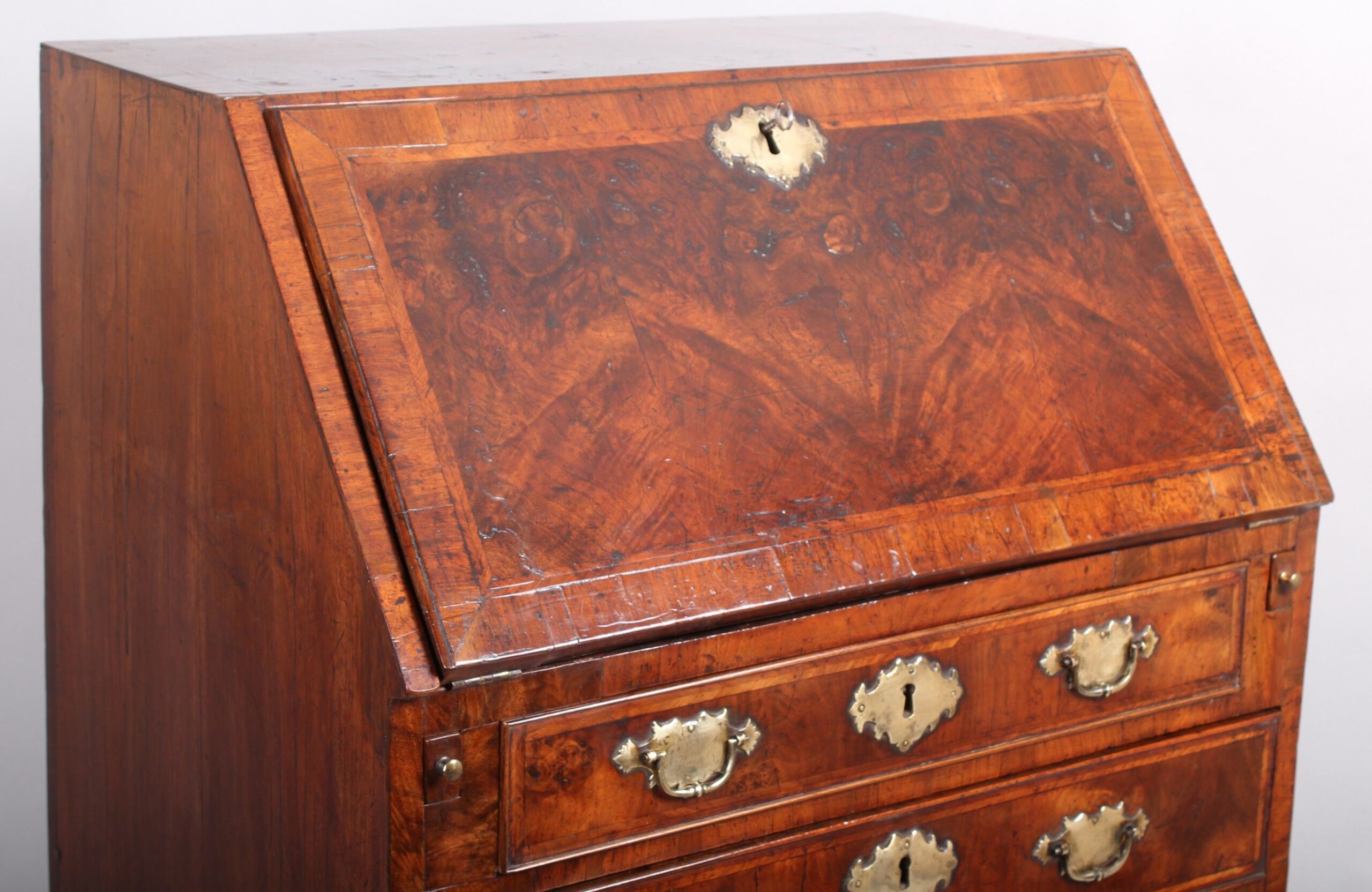 Small George I period walnut bureau