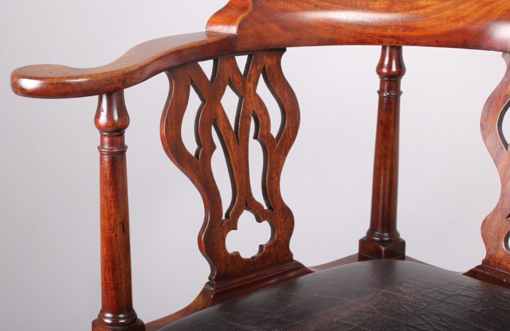 George III period mahogany corner writing-chair