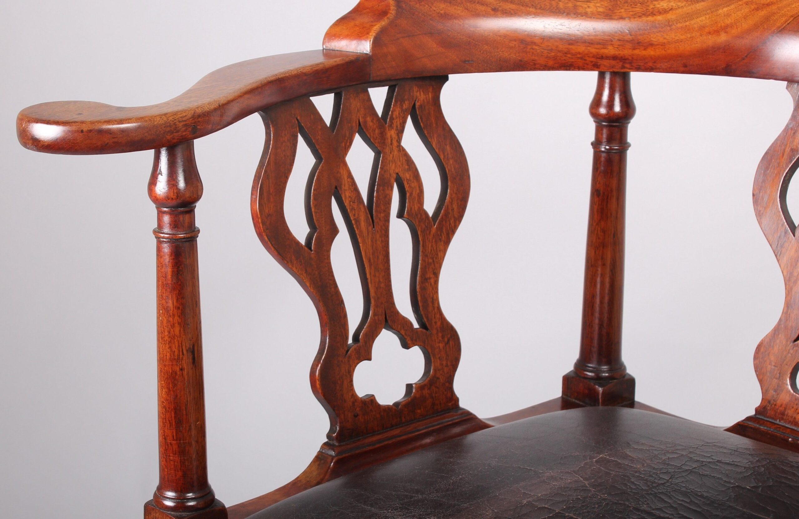 George III period mahogany corner writing-chair