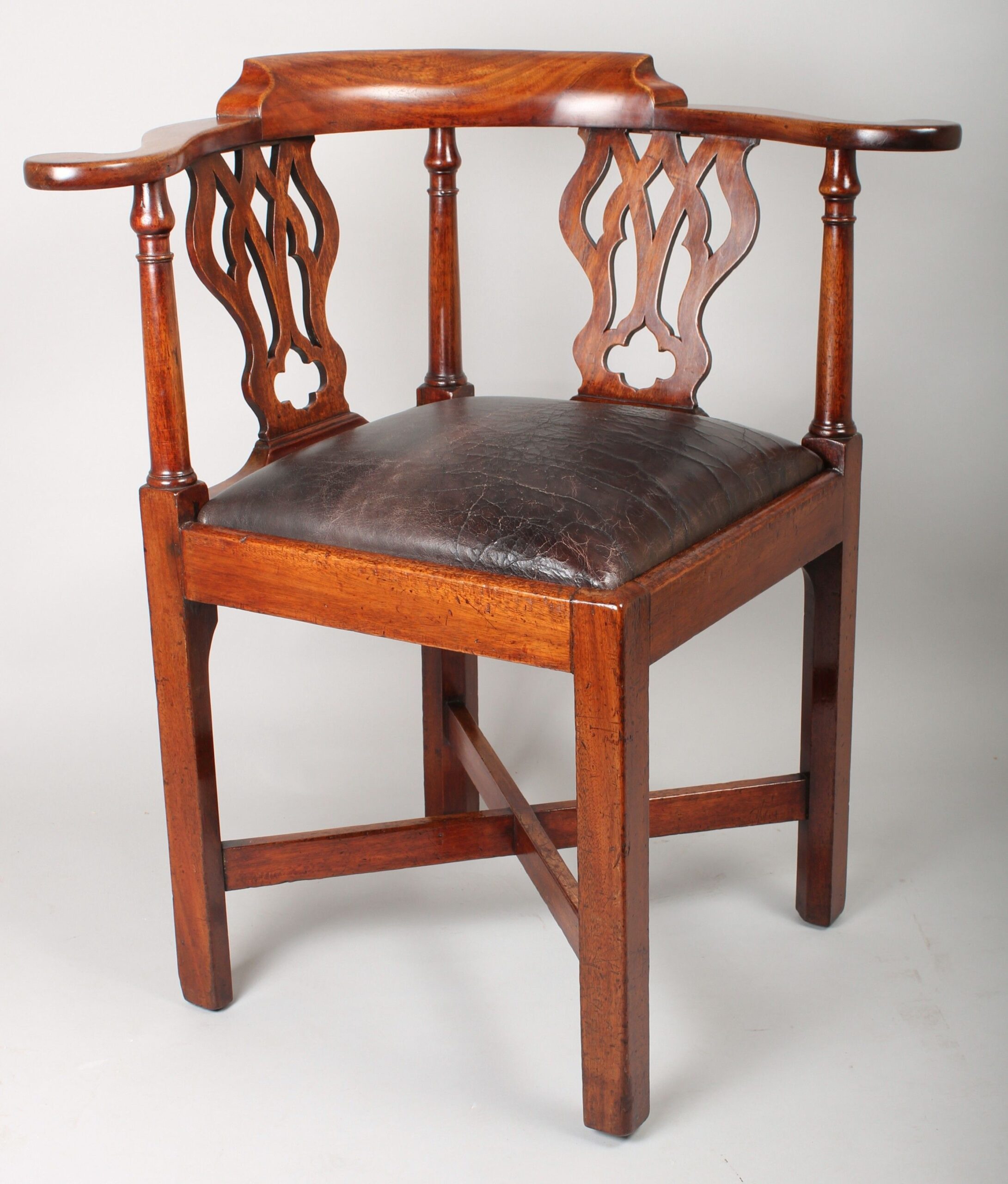 George III period mahogany corner writing-chair