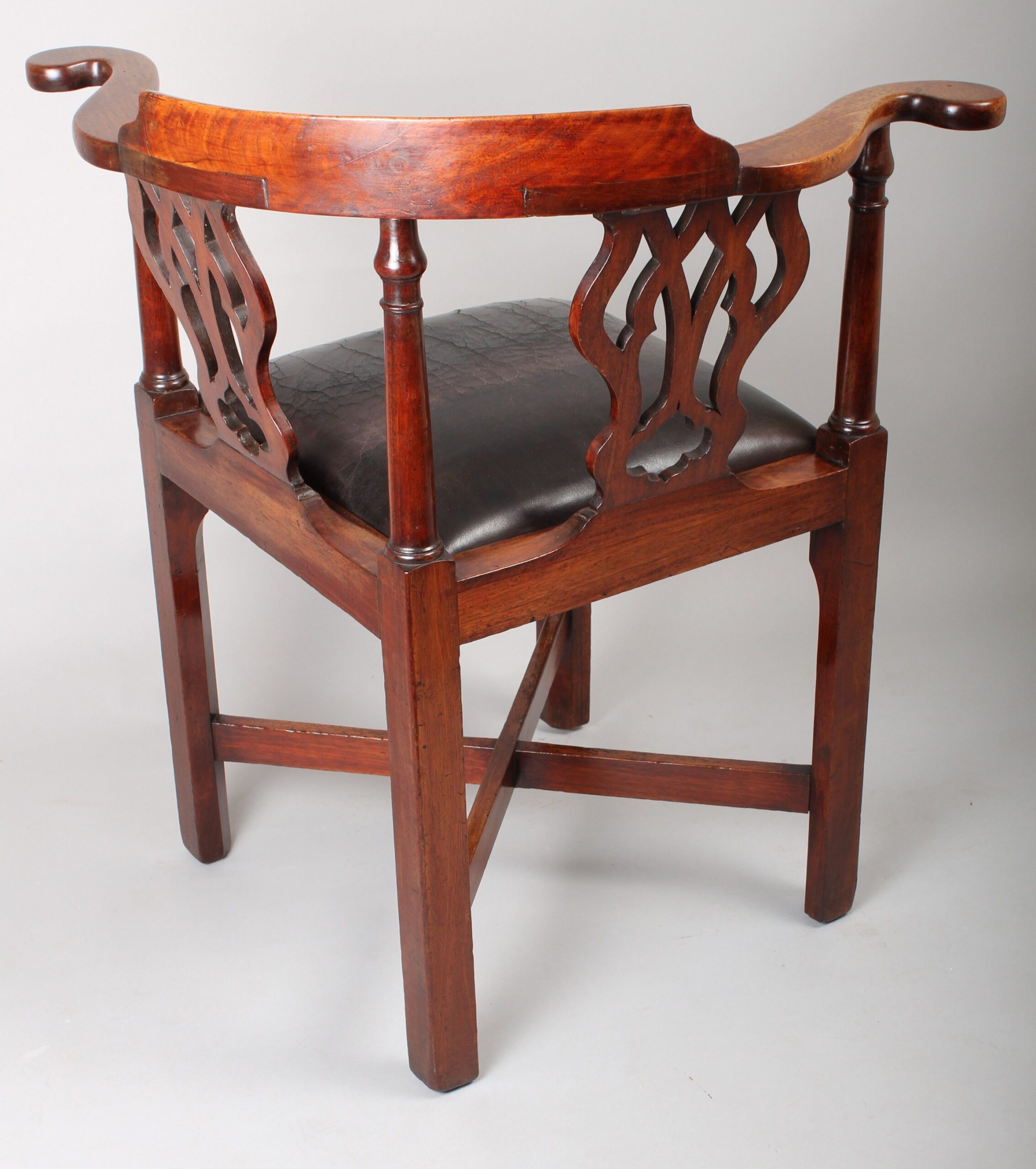 George III period mahogany corner writing-chair