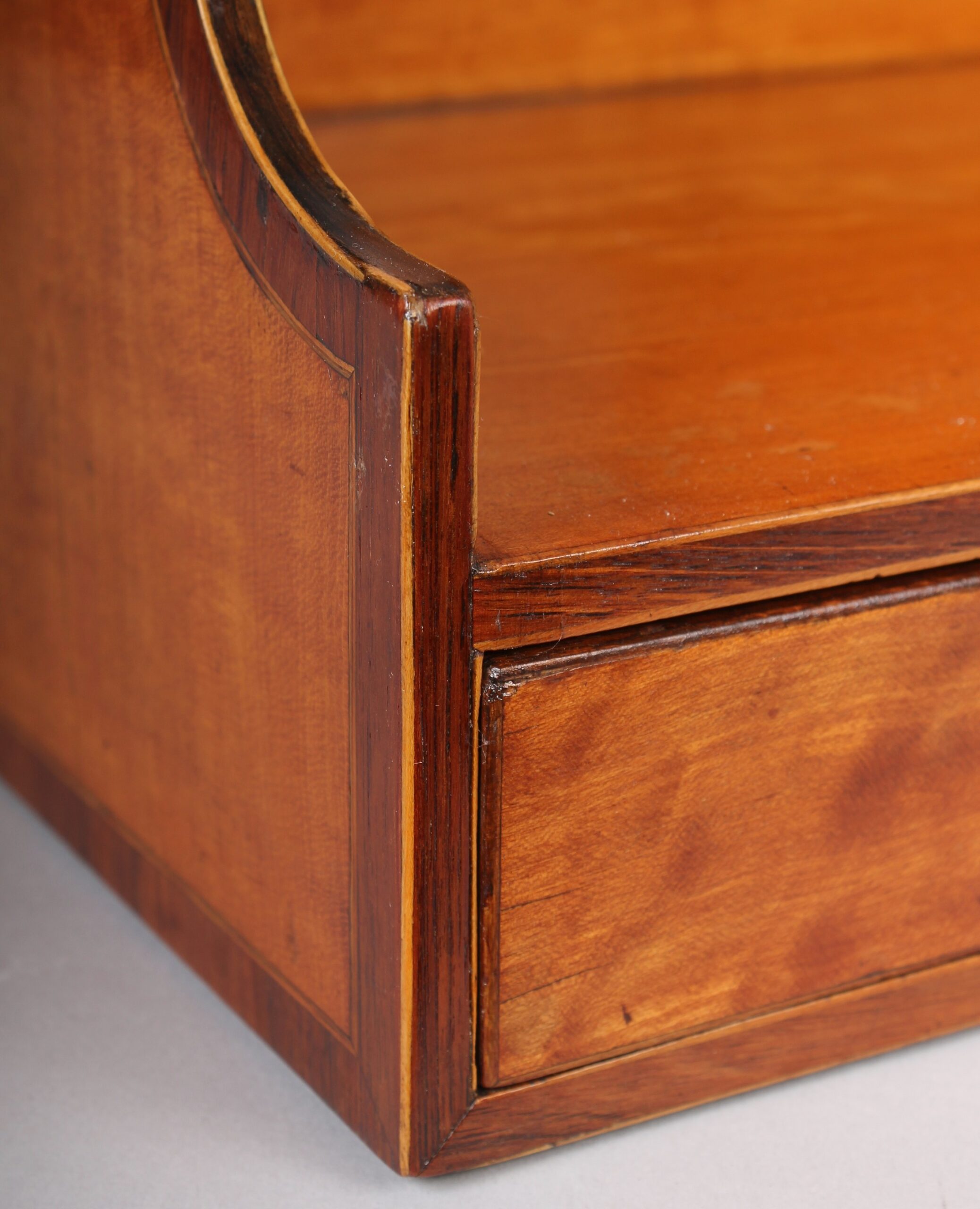 Fine and rare George III period satinwood book-carrier in the Sheraton manner