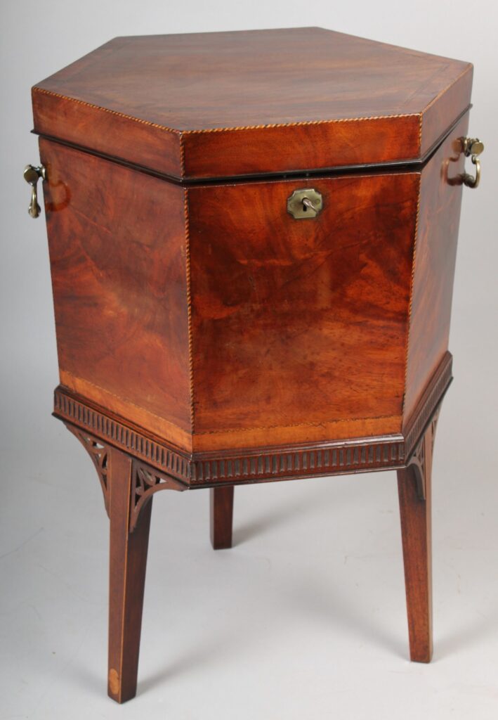 Fine George III period hexagonal cellarette of attractive mellow colour