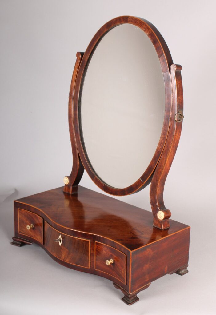 George III period mahogany toilet mirror of unusually small size
