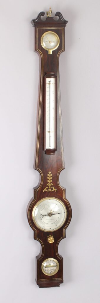 Rare early nineteenth century rosewood wheel barometer