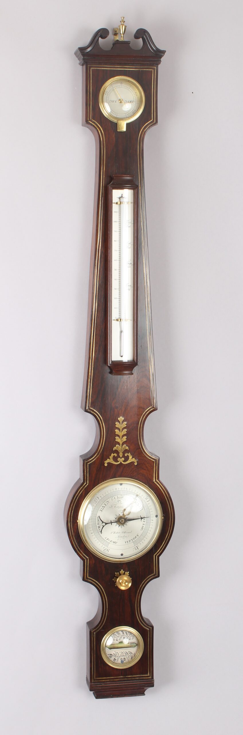 Rare early nineteenth century rosewood wheel barometer