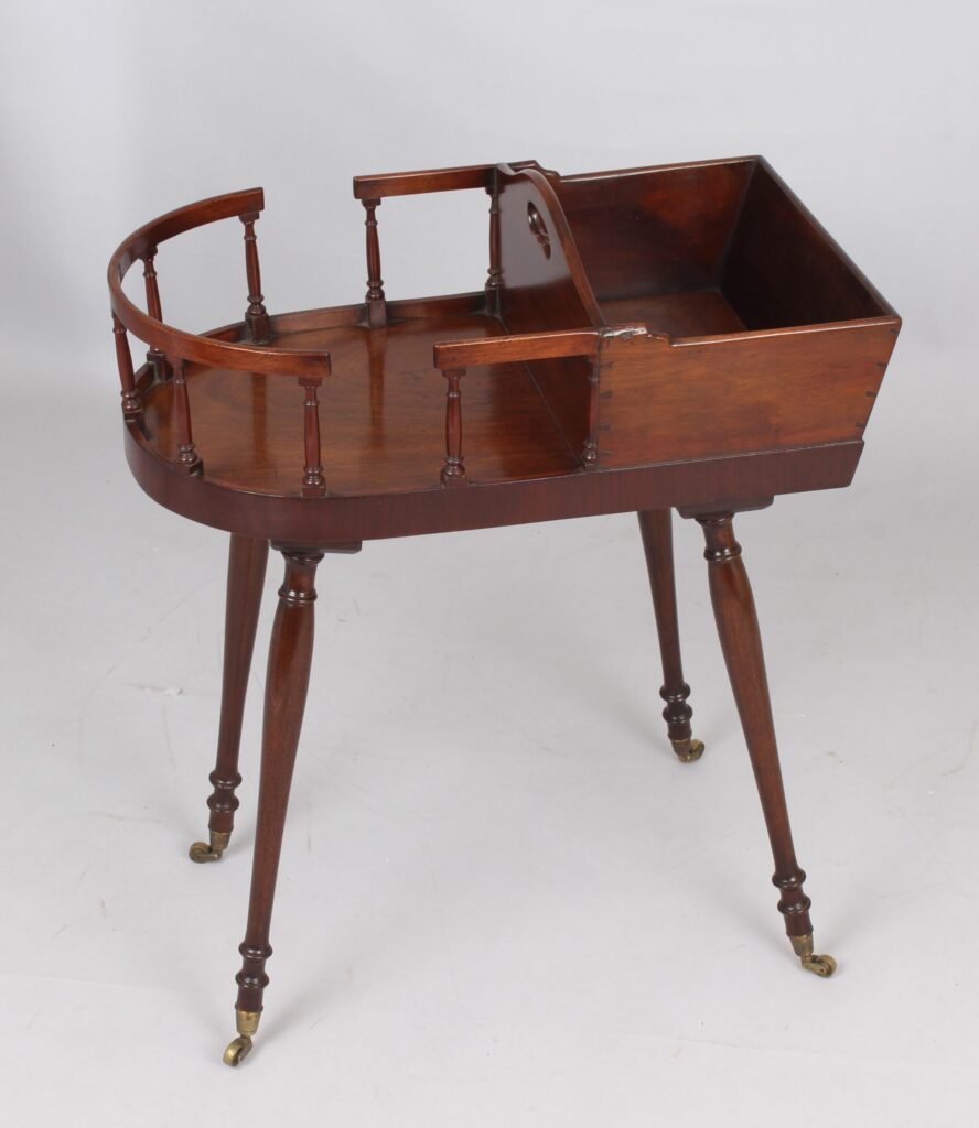 A rare George III mahogany knife box and plate basket