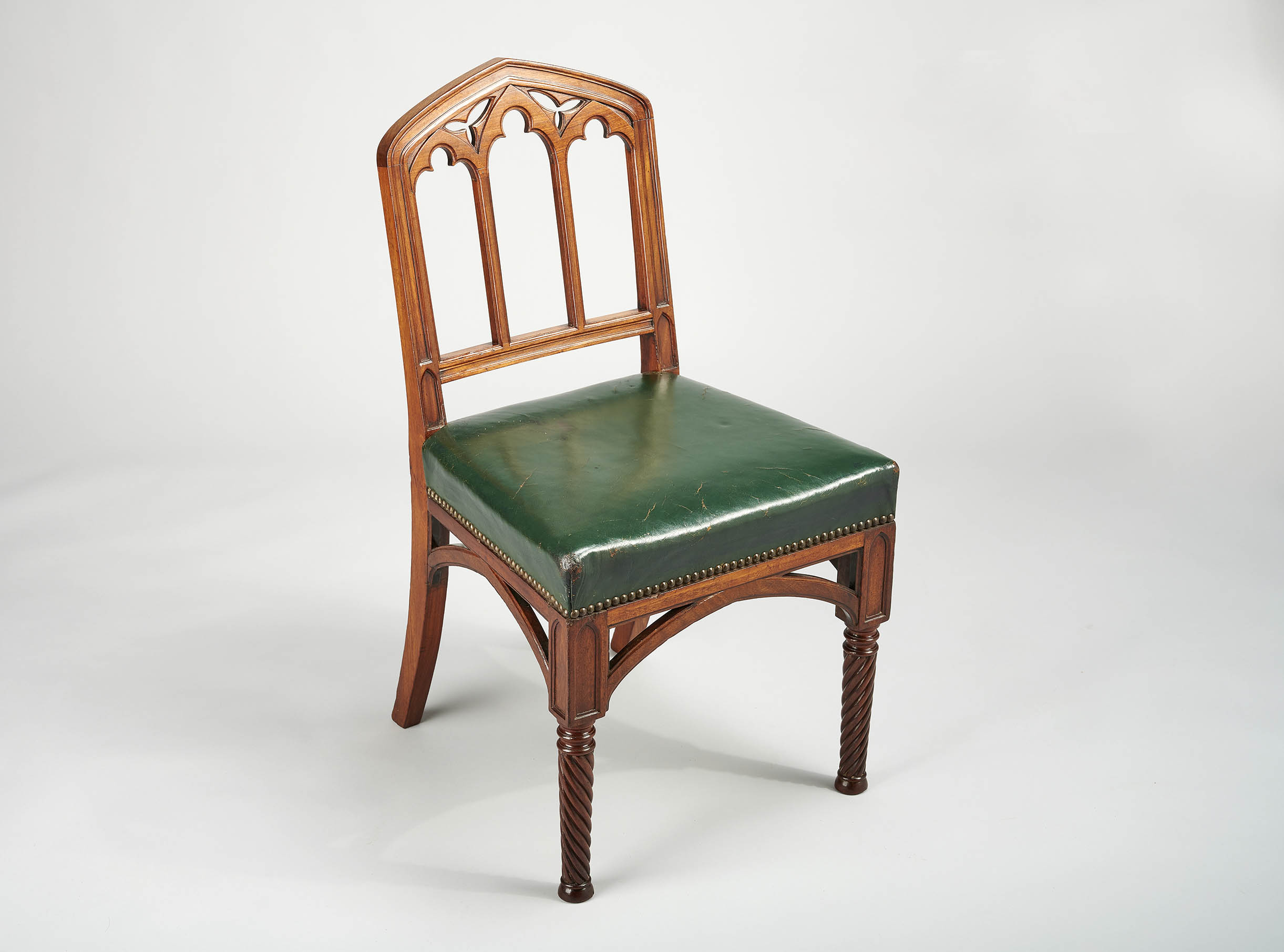Fine and rare set of six Regency mahogany chairs in the Gothic taste