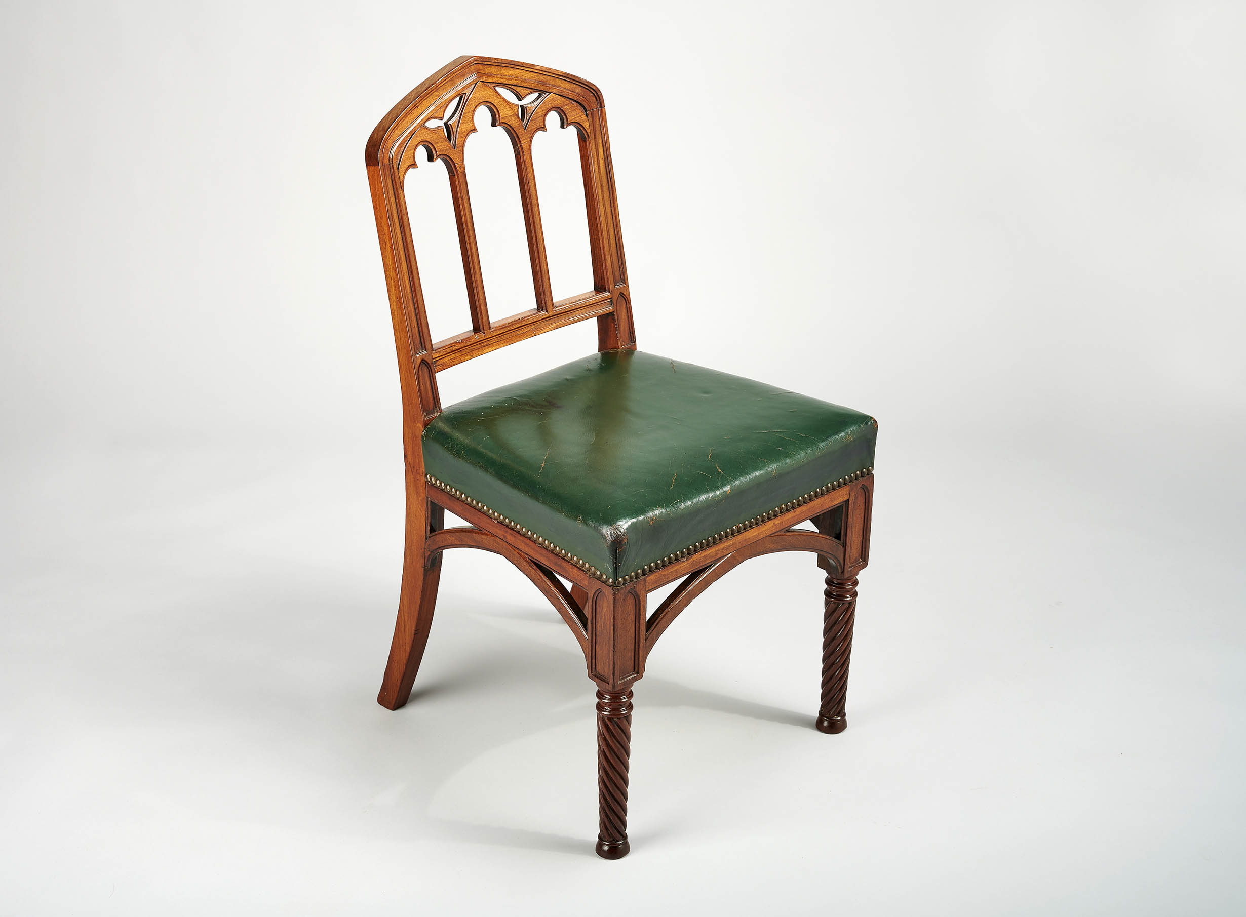 Fine and rare set of six Regency mahogany chairs in the Gothic taste