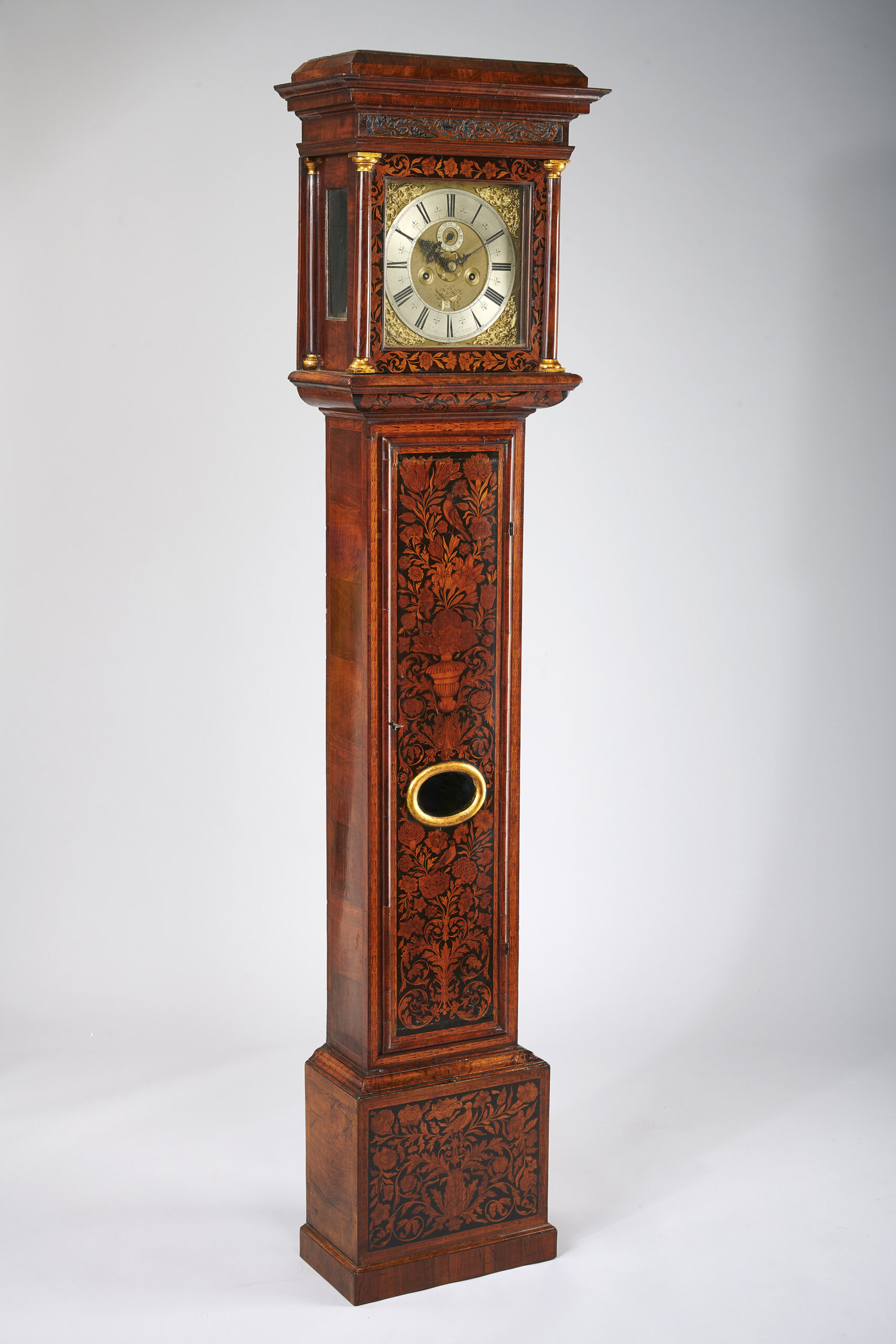 Fine William & Mary period walnut and marquetry long-case clock
