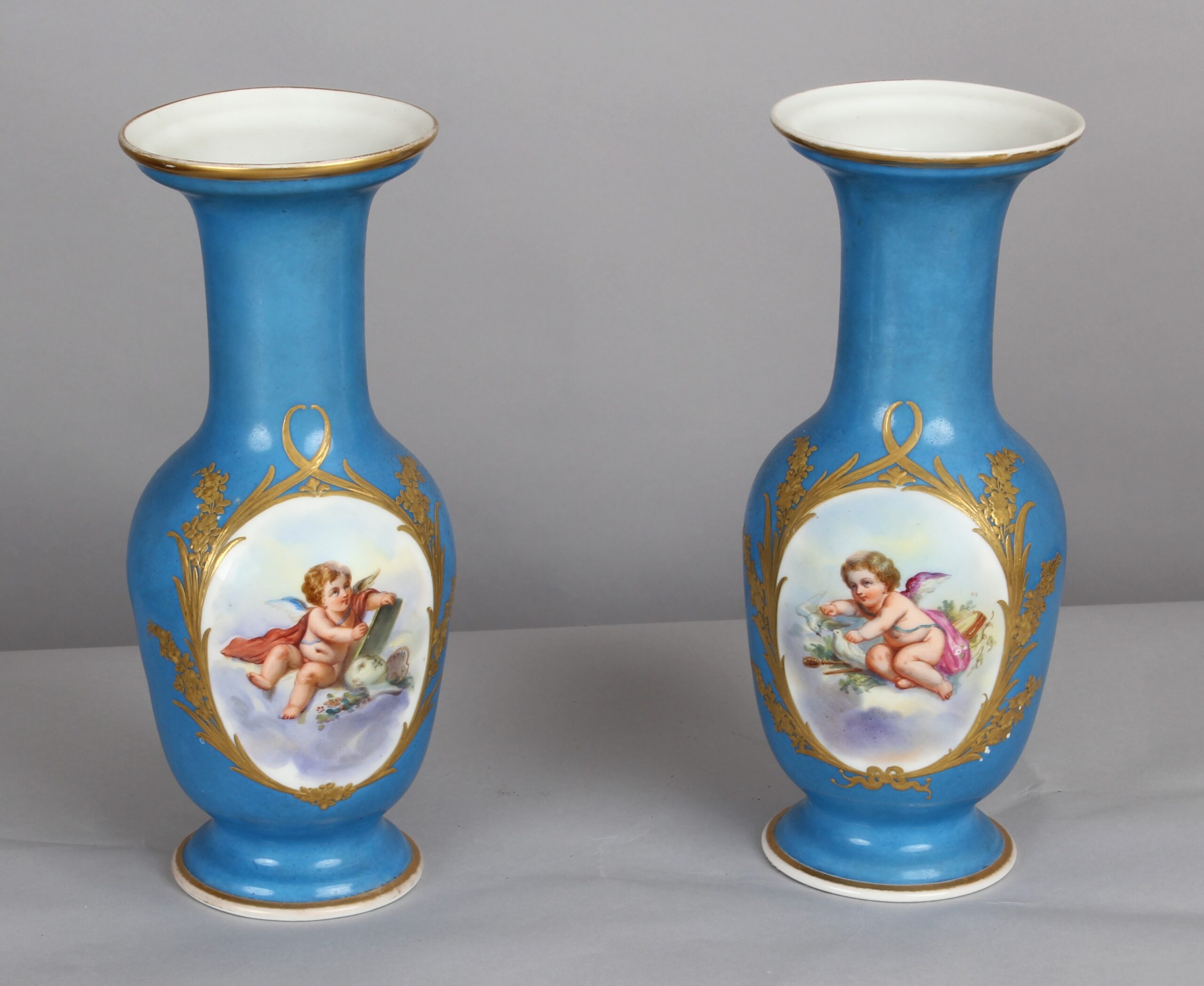 Pair of late 19th century French baluster-shaped vases