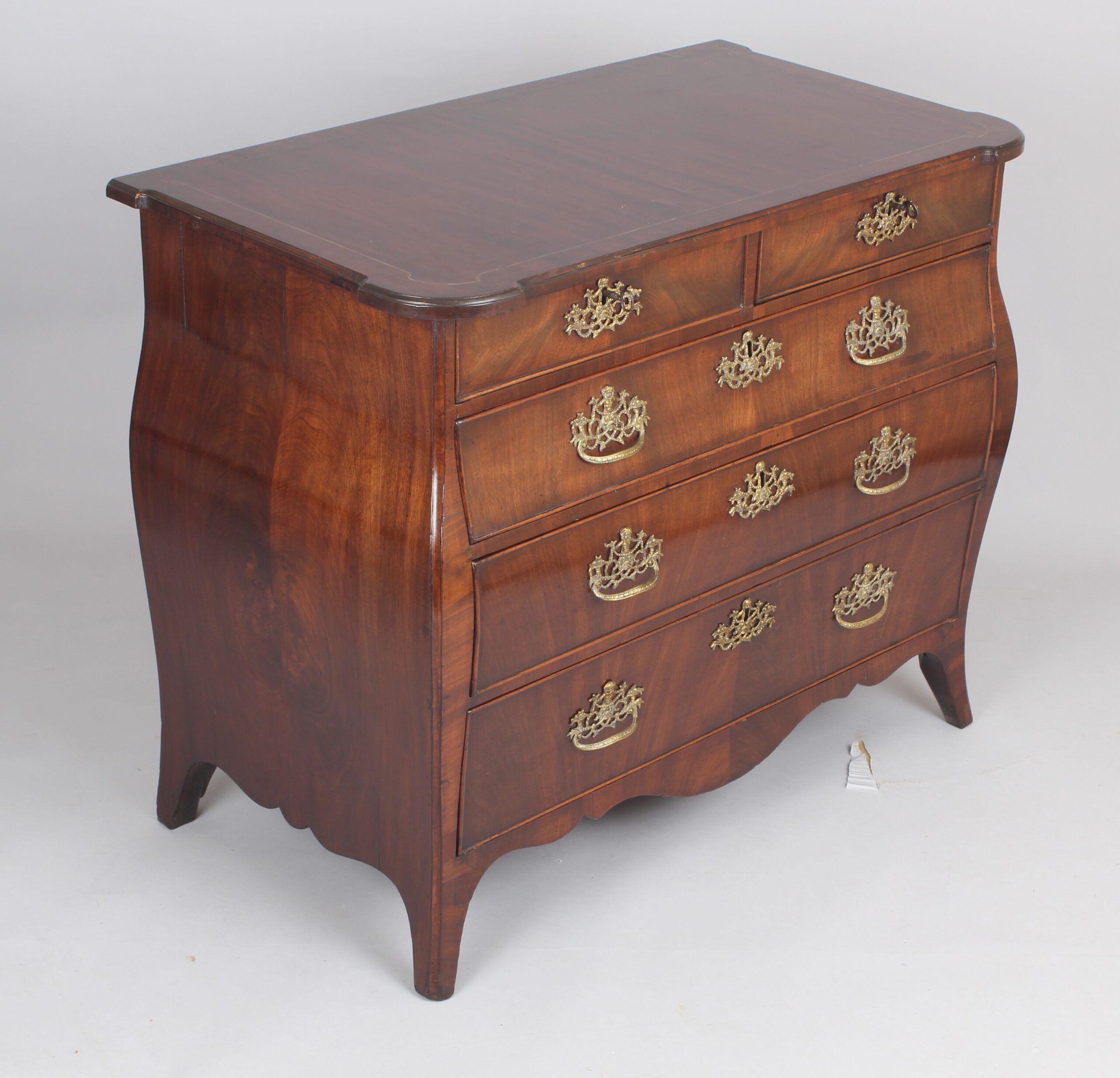 Small Dutch mahogany bombe commode chest