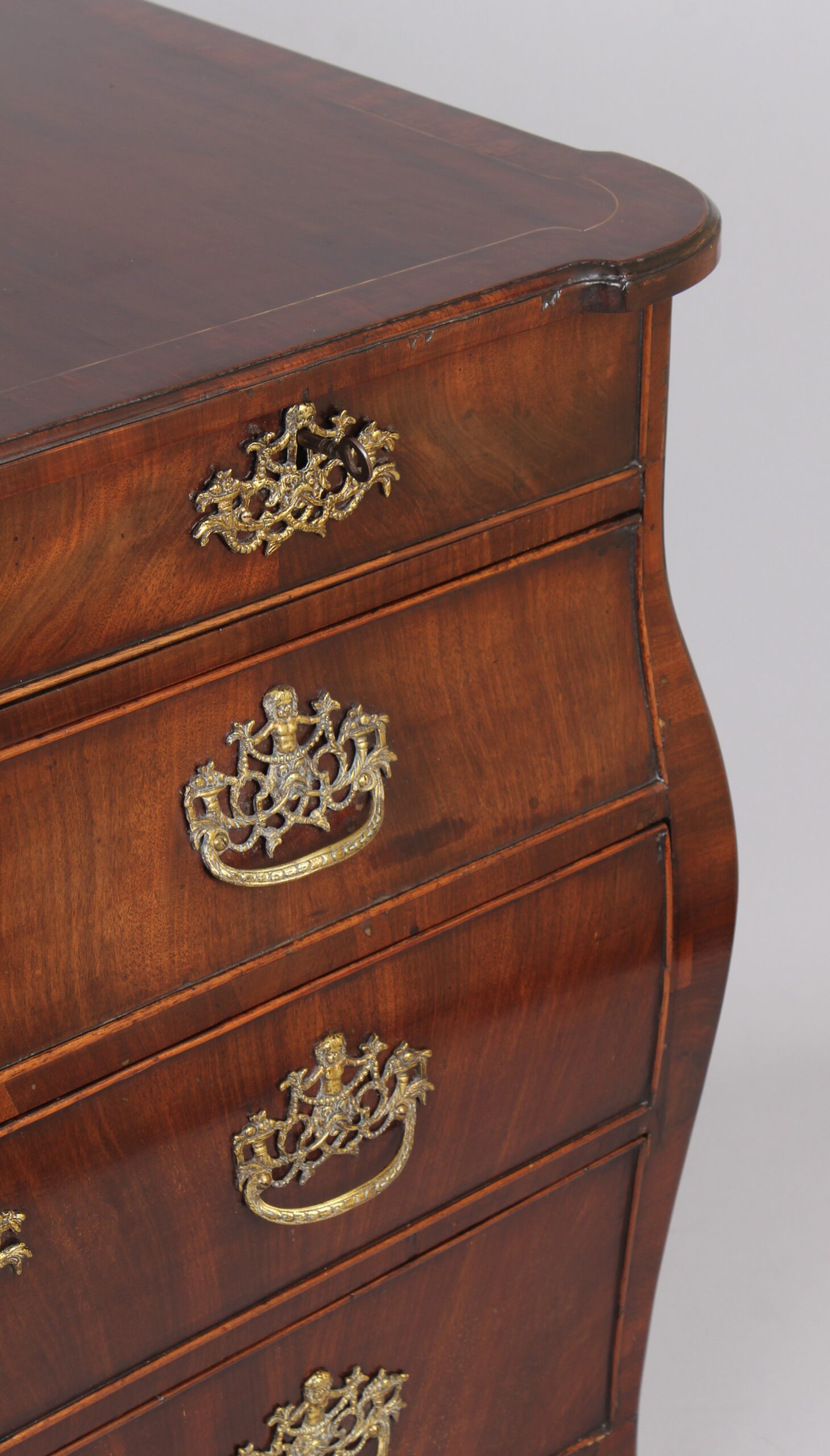 Small Dutch mahogany bombe commode chest