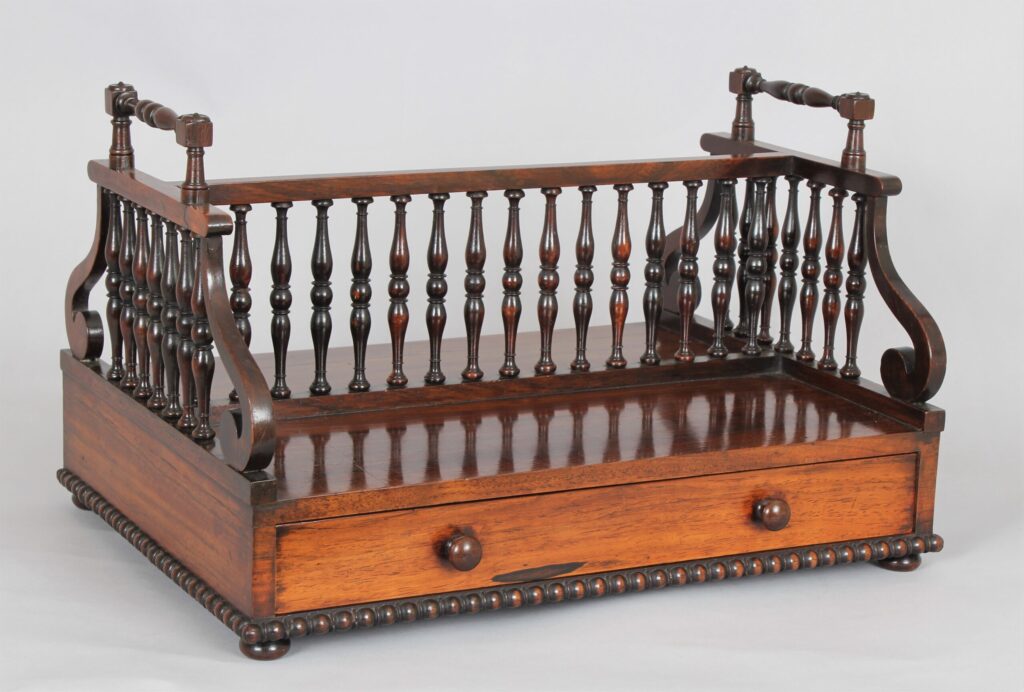 A fine Regency period rosewood book carrier in the manner of Gillows of Lancaster R
